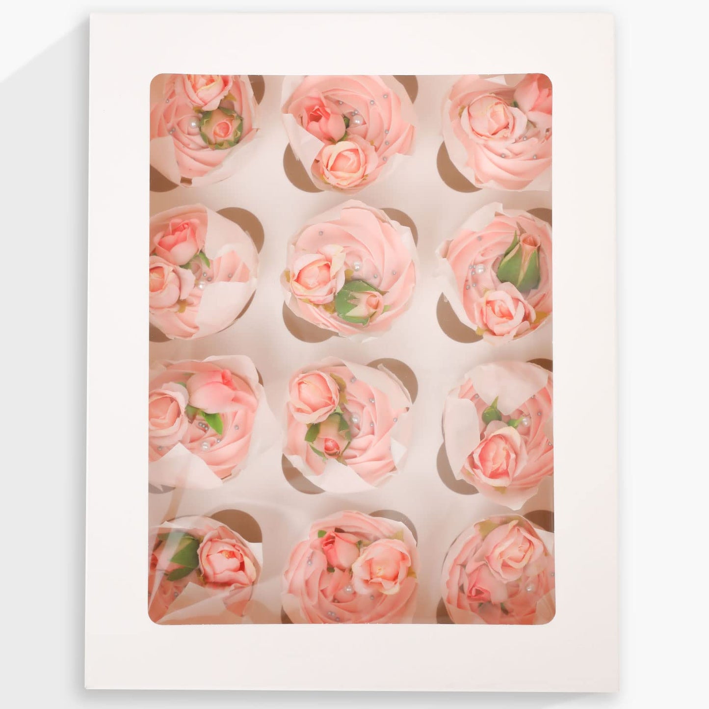 20 Pcs White Cupcake Box Cupcakes Carrier 12 Cupcake Containers, 12 Cupcake Boxes with Window 13x10x3.5inch