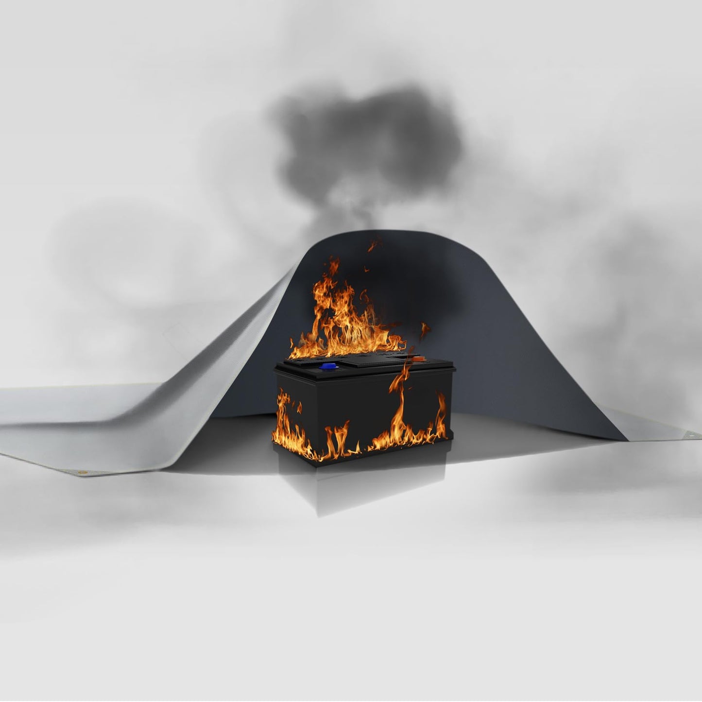 FLASLD Fireproof Lithium Battery Cover, Fastest & Simplest Way to Isolate and Extinguish Small Fires, Fire Blanket for E-Scooter and E-Bike (79×79 inch - Grey)