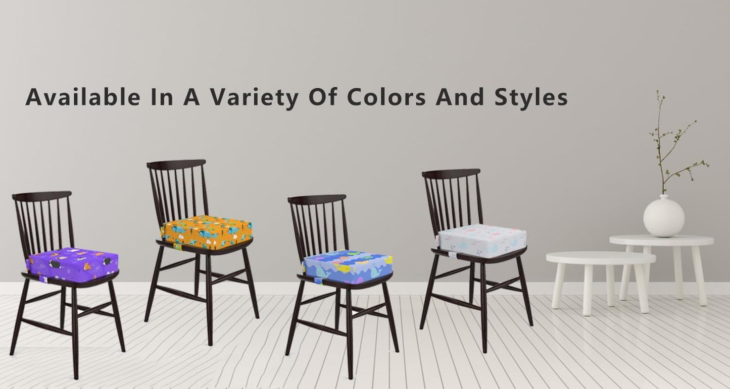 KIDUN Toddler Booster Seat for Dining Table, Upgrade 4 inch Heightening Cushion for Kids Chair, Adjustable, Heightening Booster Seat Pad for Boy/Girl, Toddler Booster Cushion.(Buckle/Yellow)