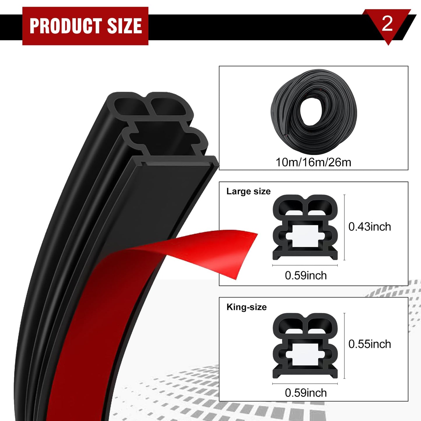68.88 Ft Car Door Seal Strip Weather Stripping, Soundproof Weatherstrip for Car Door, Universal Car Accessories for SUVs, Trucks (21M)