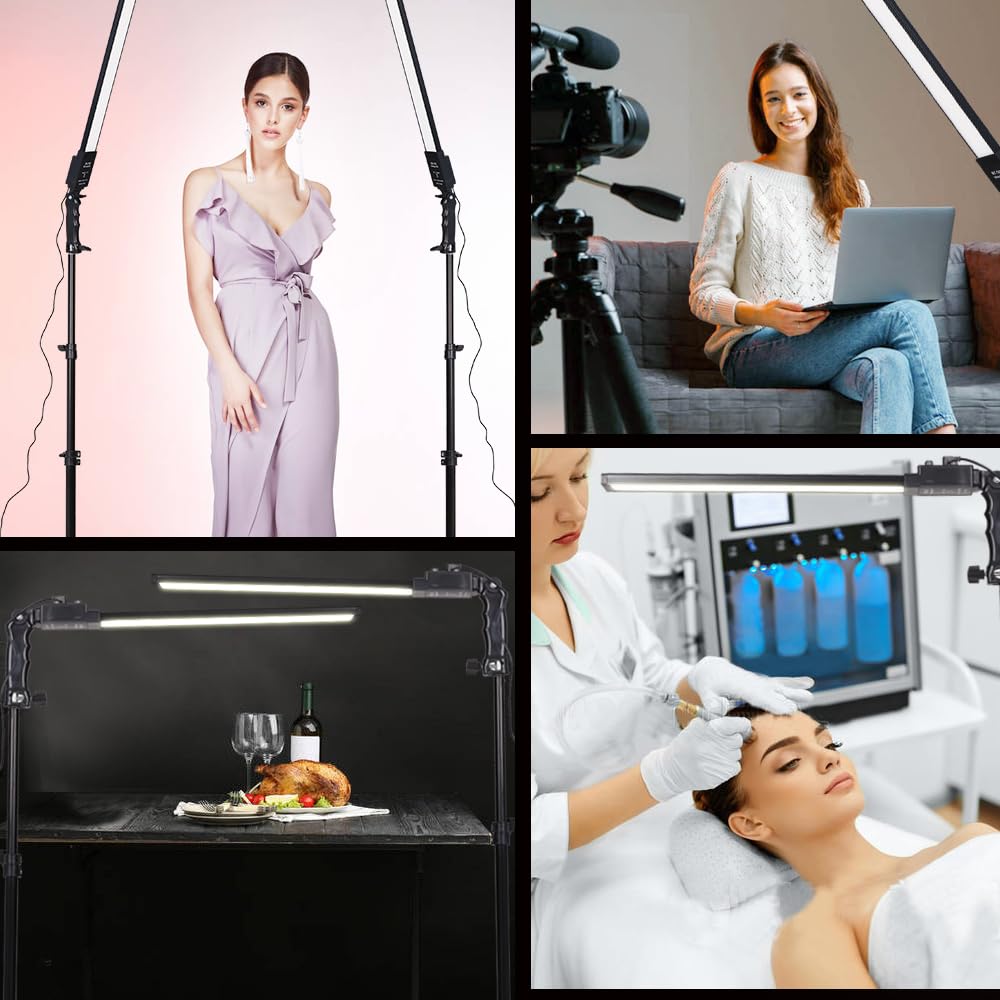 GSKAIWEN 2 Packs LED Photography Light 3200K-5500K Dimmable LED Video Light Photo Studio Light Kit with Tripod Stand Bag for Camera Video Studio YouTube Product Portrait Live Stream Shooting