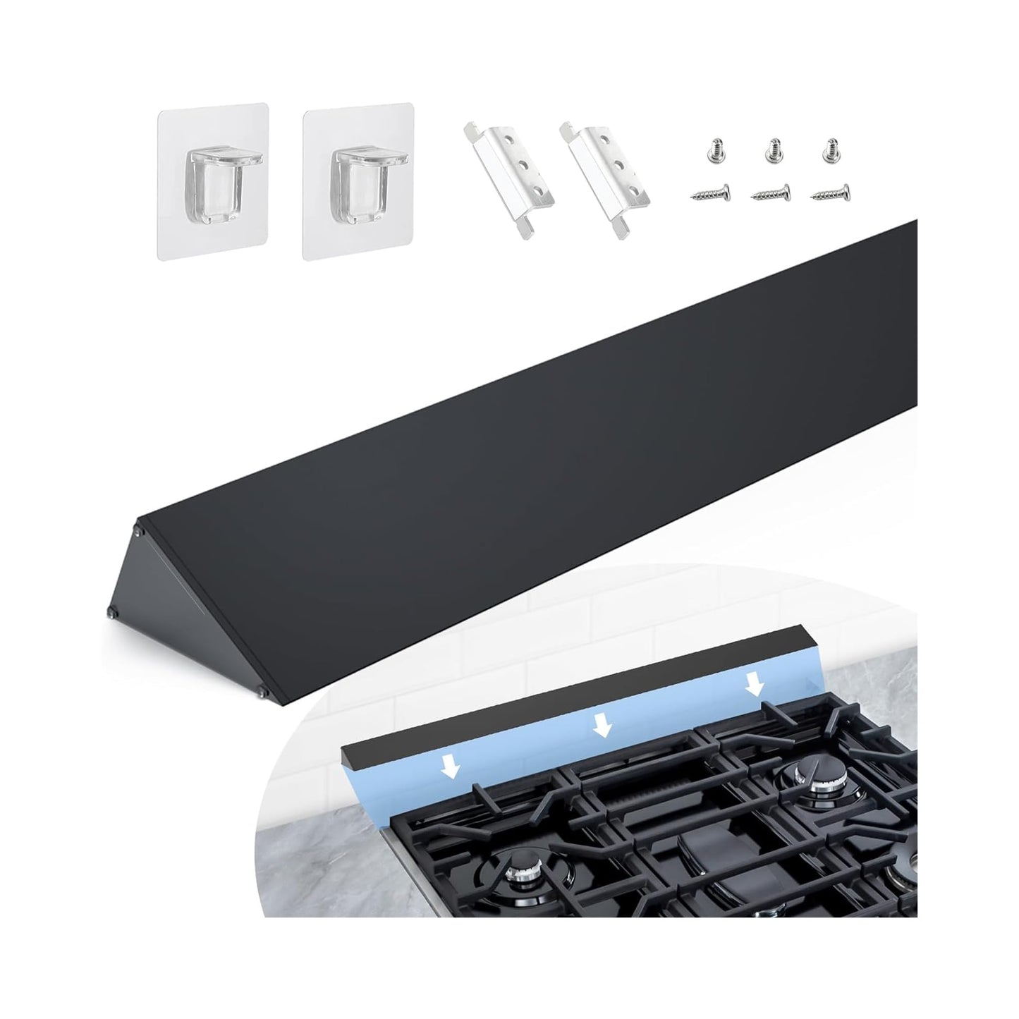 30" Slide-in Range Rear Filler Kit W10113901A, Stove Gap Universal Triangular Filler Strip, Cooktop Trim Kit Between Stove and Backsplash for Whirlpool & Most Brand, Durable Aluminum, Black