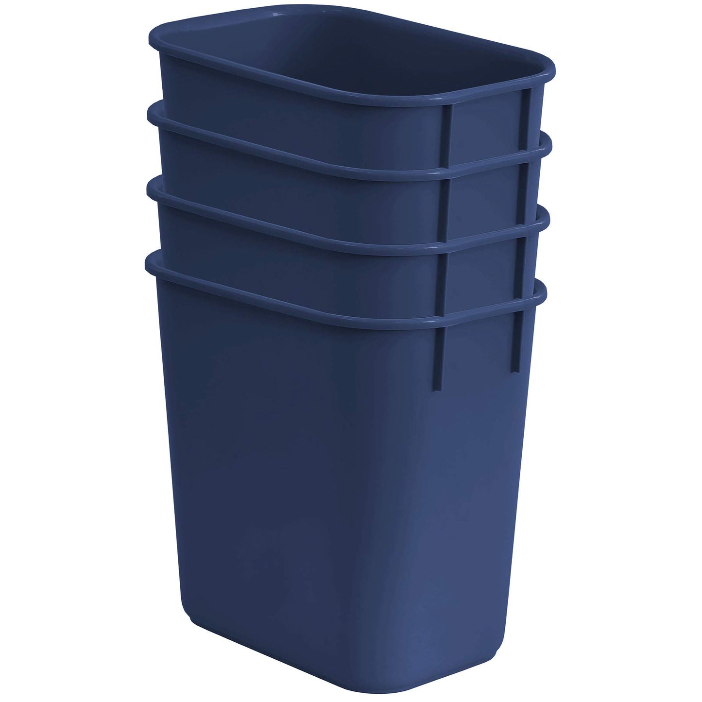 Acrimet Wastebasket, Deskside Bin, 3.25 Gallon/13 Quart/ 12 Liter (Plastic) (Blue Color) (Set of 4)