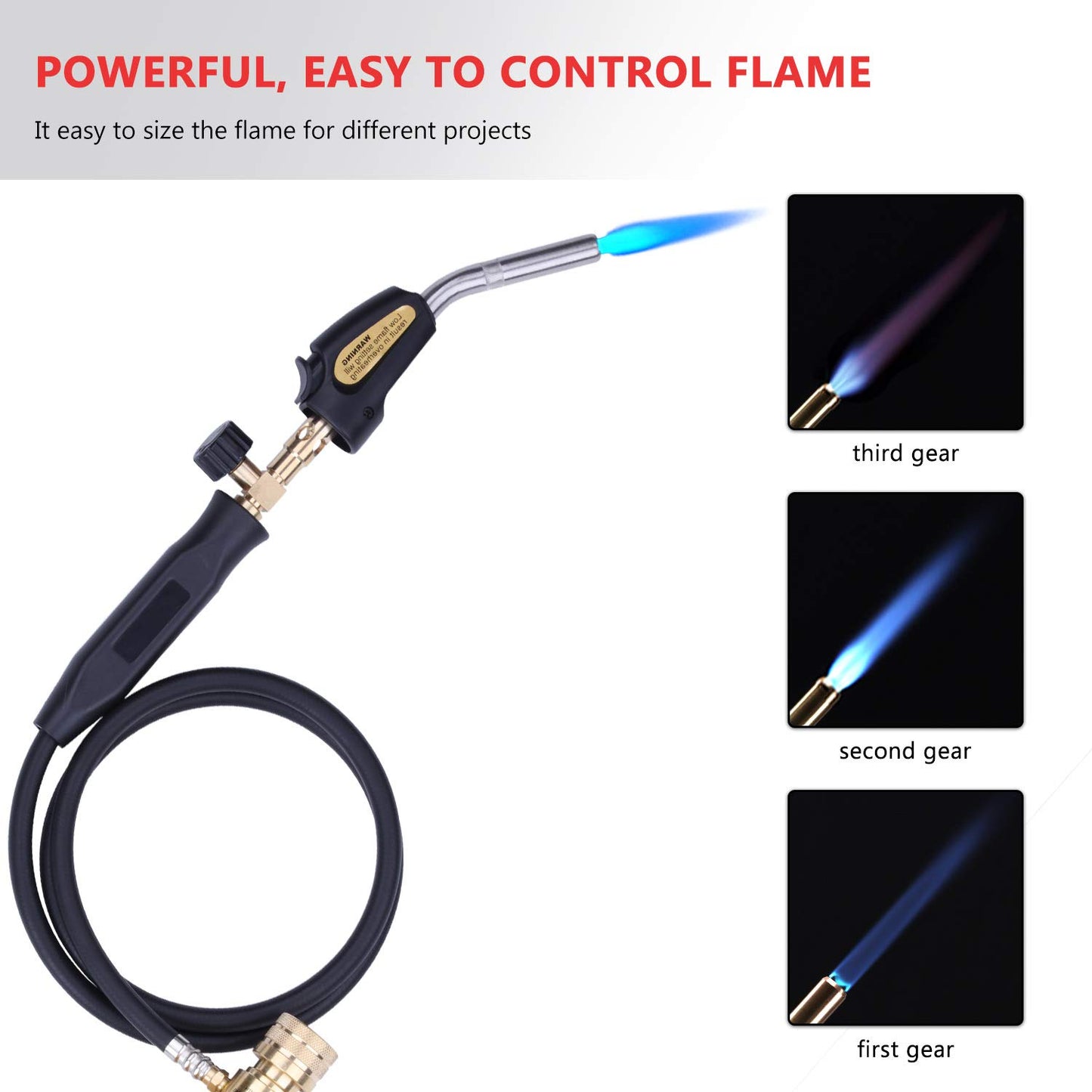 Propane Torch Hand Hose, Mapp Gas Torch,Welding Torch,Hose Length 1.5M/60 Maximum Operating Temperature 1900℃/3600℉-with Hook