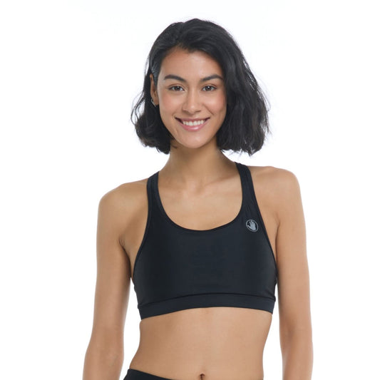 Body Glove Women's Standard Equalizer Medium Support Bikini Top Swimwear, Black, Medium