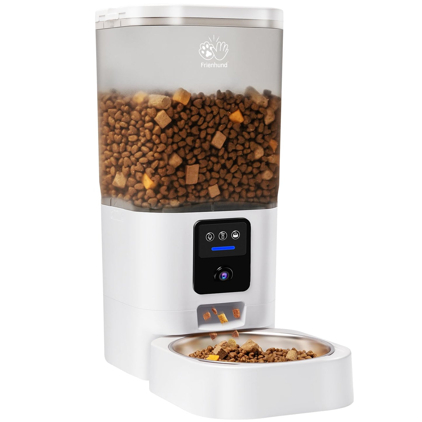 Frienhund Automatic Cat Feeder with 1080P Camera: 5G WiFi Automatic Dog Feeder with Night Vision,Cat Food Dispenser with 7L Large Food Storage Container for Pet,Detachable for Easy Clean -(ACF100W-B)