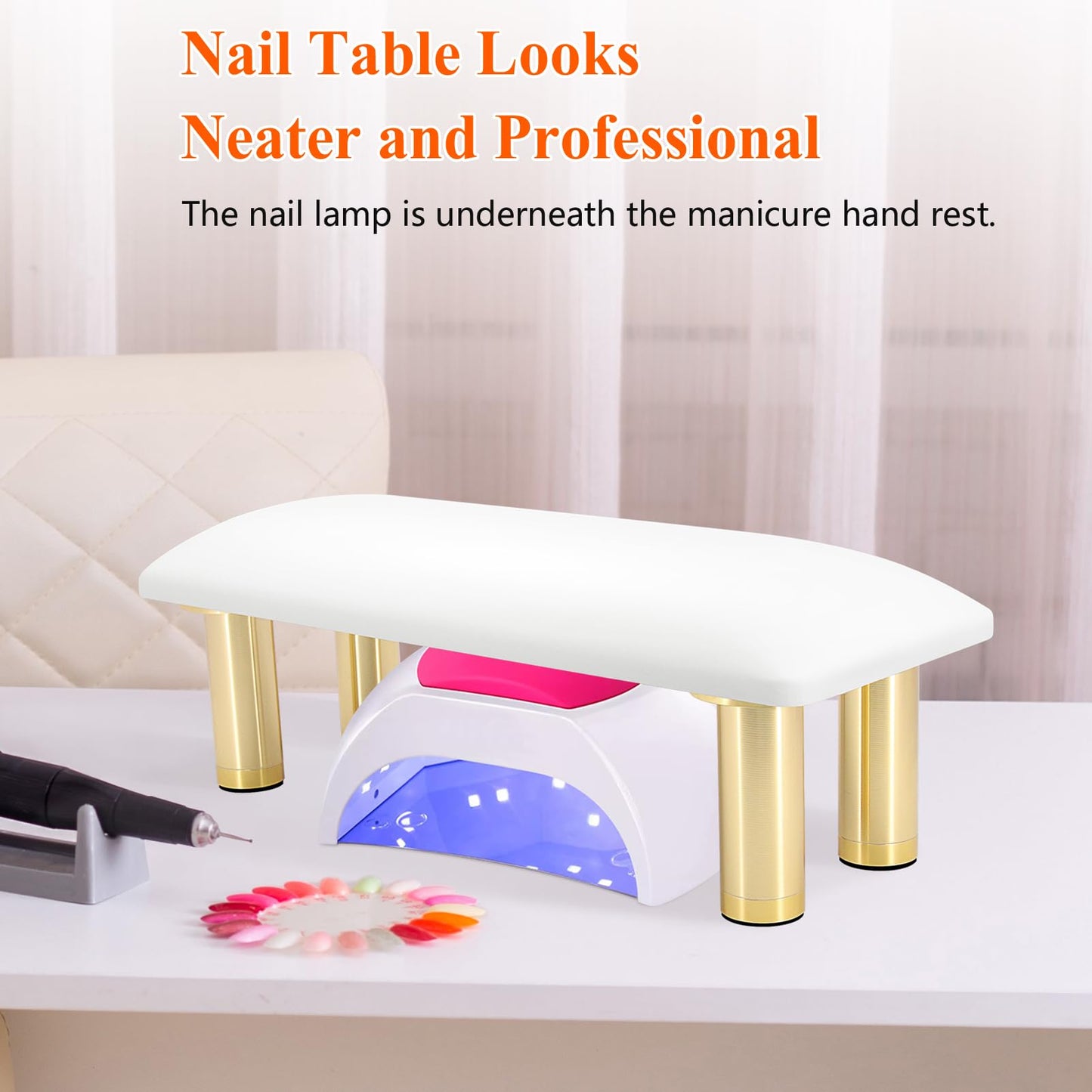 Arm Rest for Nails Tech, Adjustable Height, Nail Arm Rest Manicure Hand Rest Stand with Non-Slip Aluminum Alloy Legs, HR601