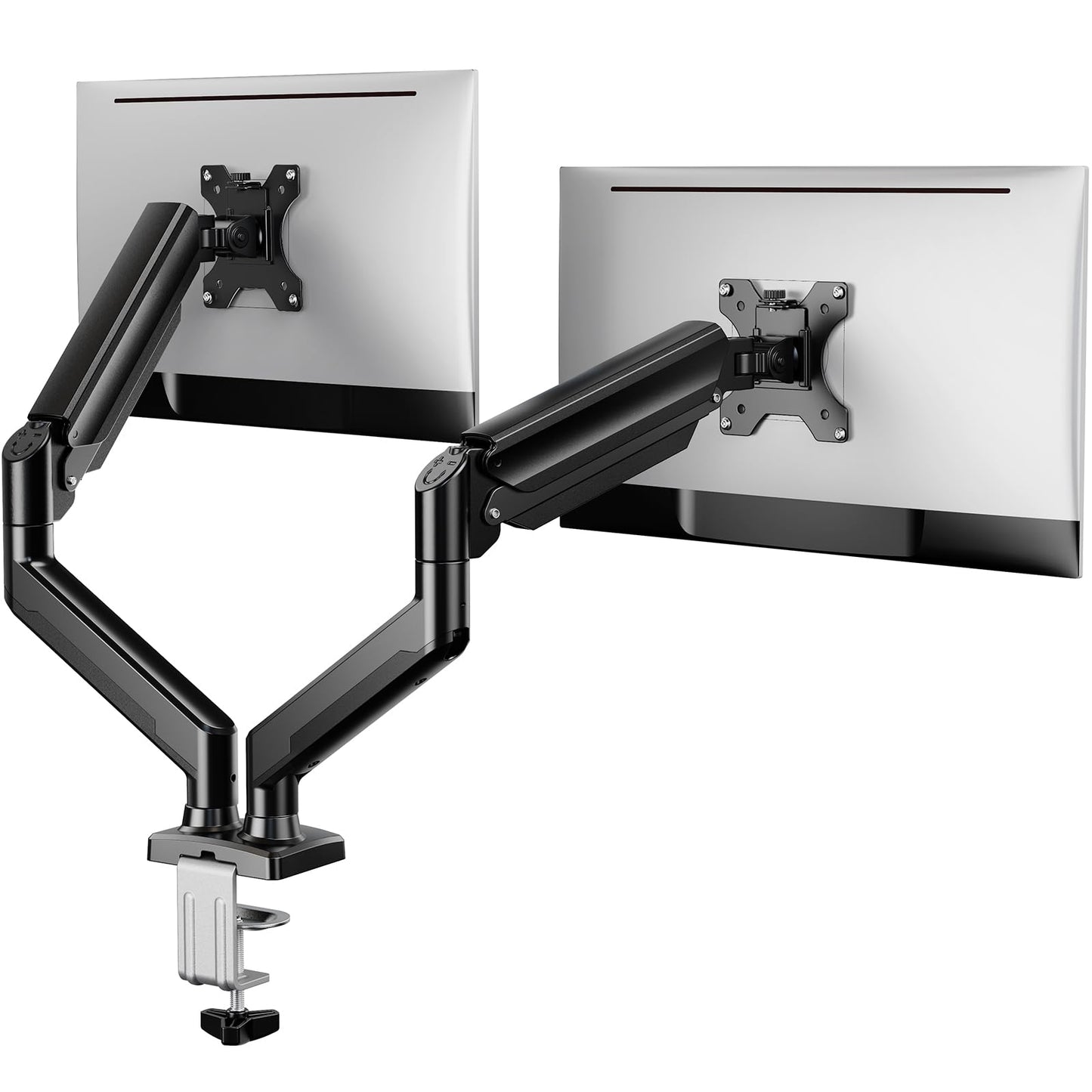 ErGear Dual Monitor Mount, Two Arms for 17"-32" Screens, Max 22 lbs Each, VESA 75/100mm, Adjustable Height, 180° Swivel, Tilt, 360° Rotation, Sturdy Steel for Office Use