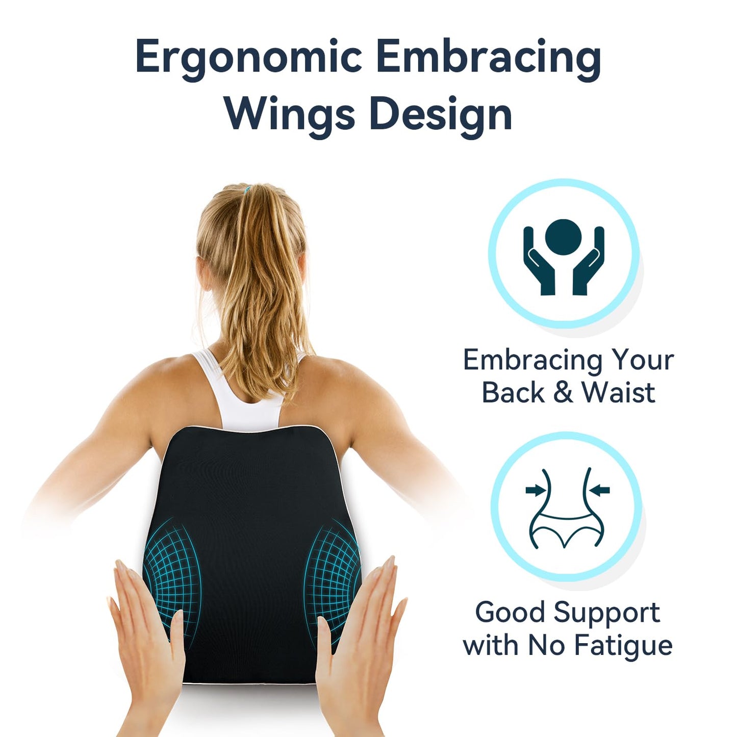 Travel Ease Memory Foam Seat Cushion & Lumbar Support Pillow Set, Ergonomic Comfort for Office Chair, Car Seat, Home Use & Travel, Chair Pad for Back and Butt Support, Black