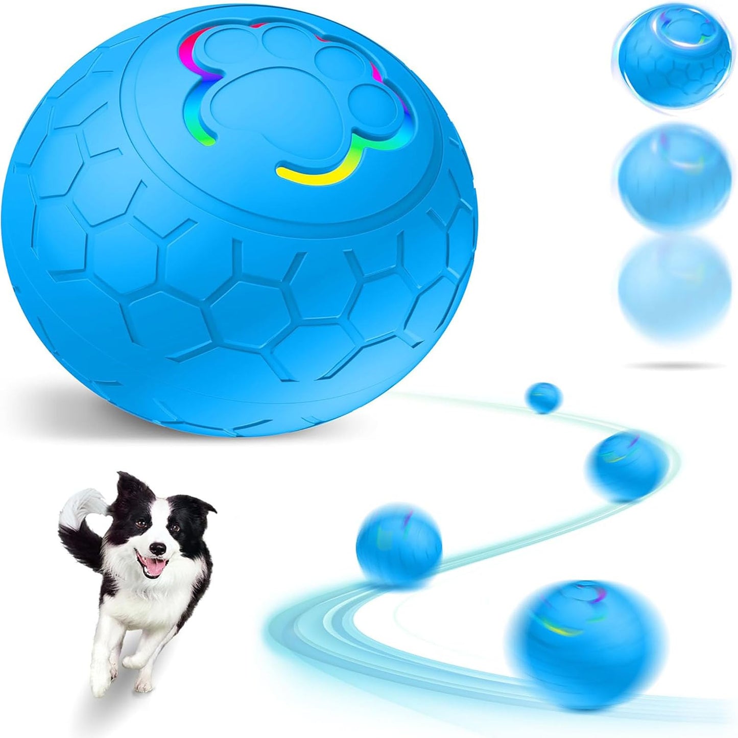 BEFYUS Interactive Dog Toy Ball - Smart Cat Interactive Ball and Self Moving Bouncing Rotating Wicked Air with Rechargeable，Active Rolling Ball for Dogs/Cats