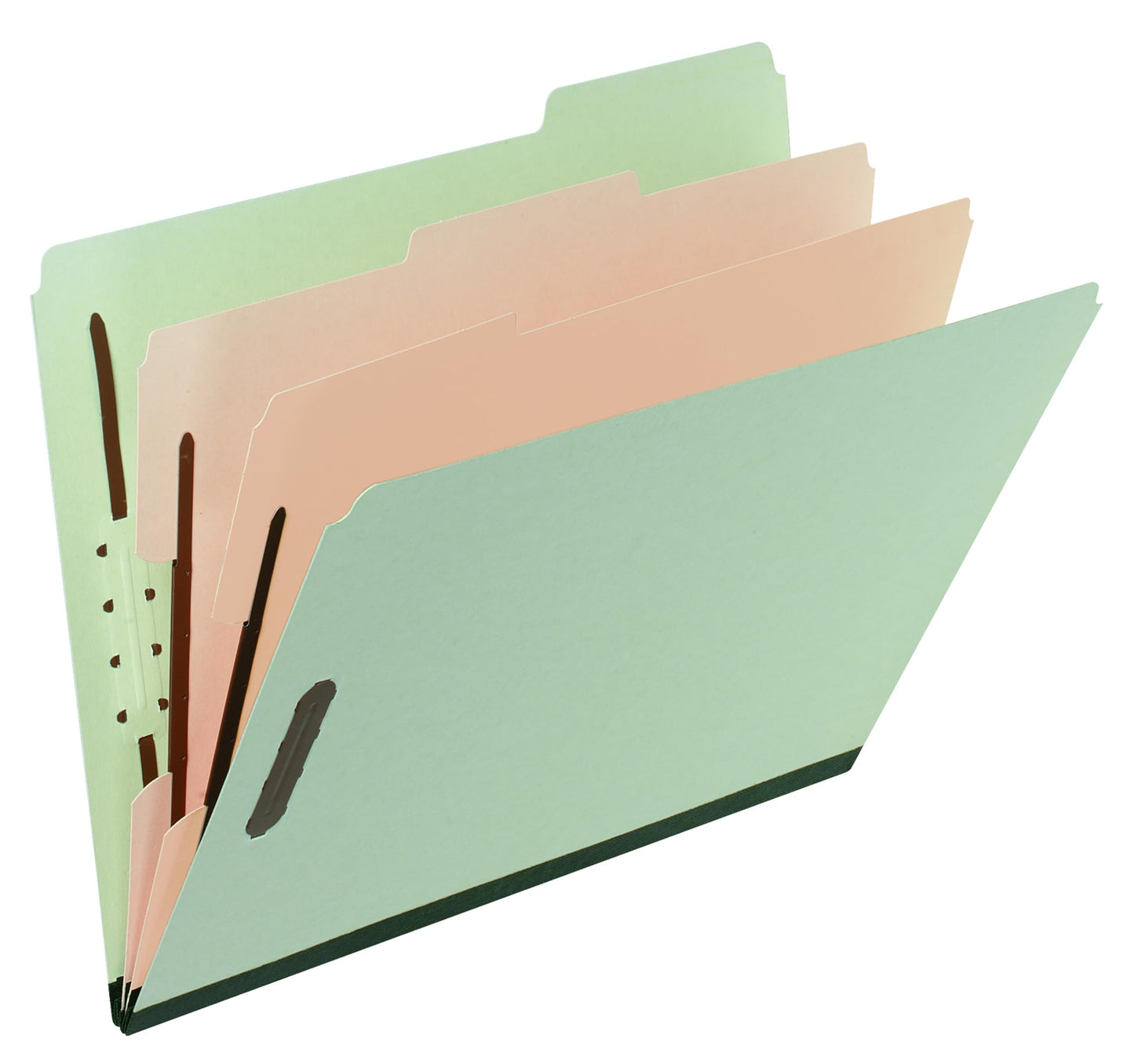 Pendaflex File Folders, Pressboard Classification, 6 Fasteners, Legal Size, Light Green, 3" Expansion, Durable 25 pt. Pressboard, 10/Box, Ideal for Organizing Multiple Projects