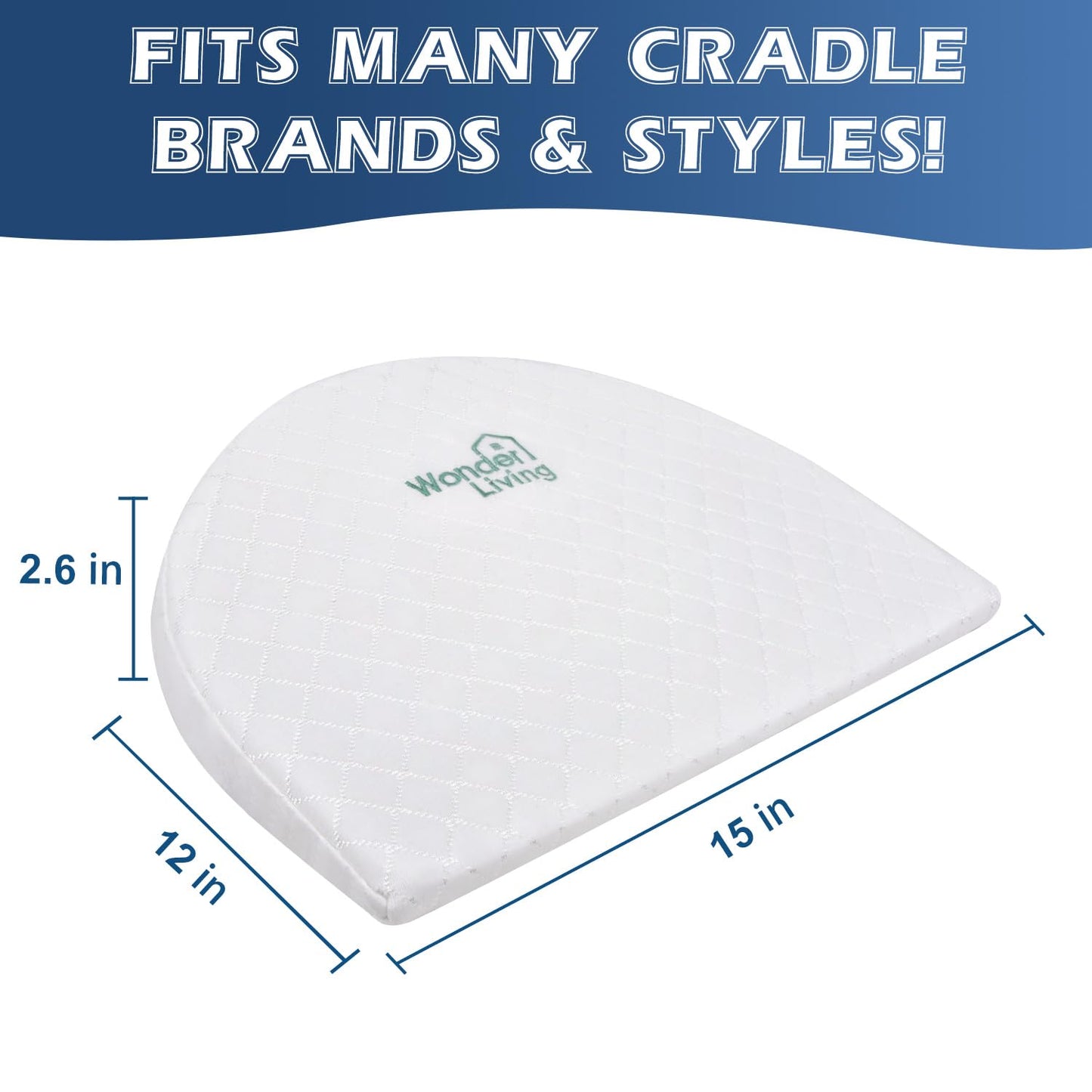 Wonder Living Pregnancy Wedge, Incline, Breathable, Premium Foam with Removable Cover, 15 x 12 x 2.6 inches