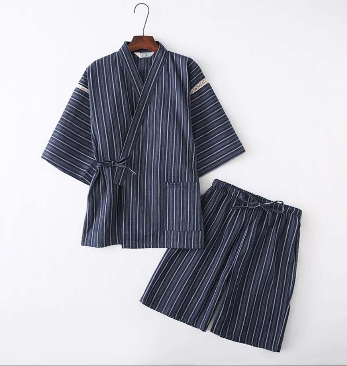 Men's Kimono Japanese Shirt and Pant Cotton Linen Loungewear Lounge Set Spa Bathrobe, Style 4 Multicolor, Random Style, Random Pattern