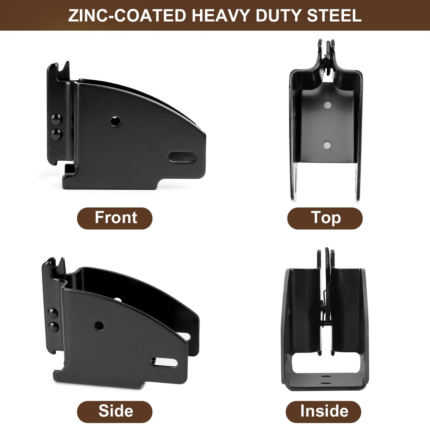TENVONE 10 Pack Black E-Track Wood Beam End Socket, Fits 2x4 & 2x6, Zinc Plated Steel, Beam Mount, Shelf Brackets