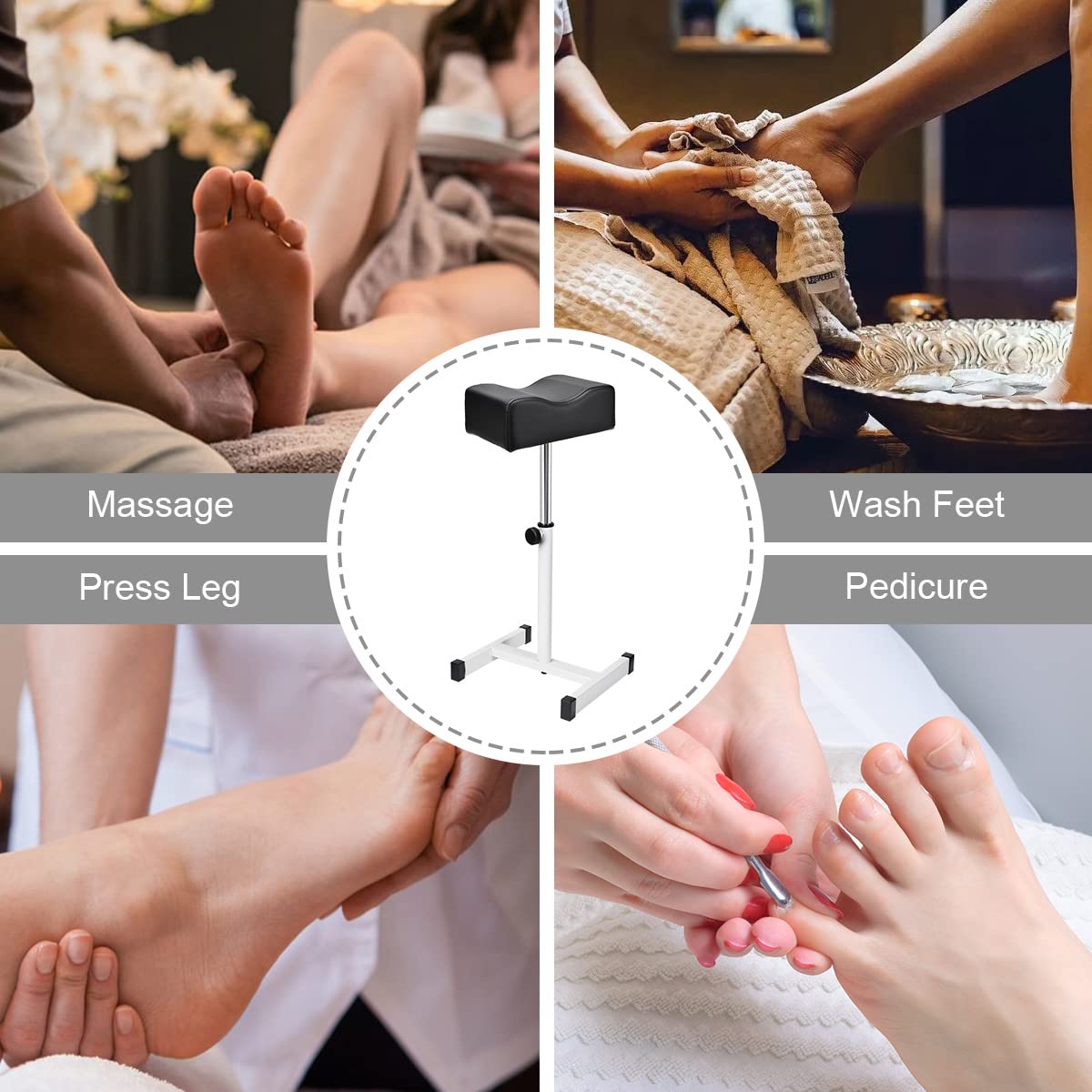 FLOLXNB Pedicure Manicure Footrest, Foot Massage Manicure Nail Beauty Stool Stand, Adjustable Height Footstool for Home Beauty Salon Spa Tattoo(Black)
