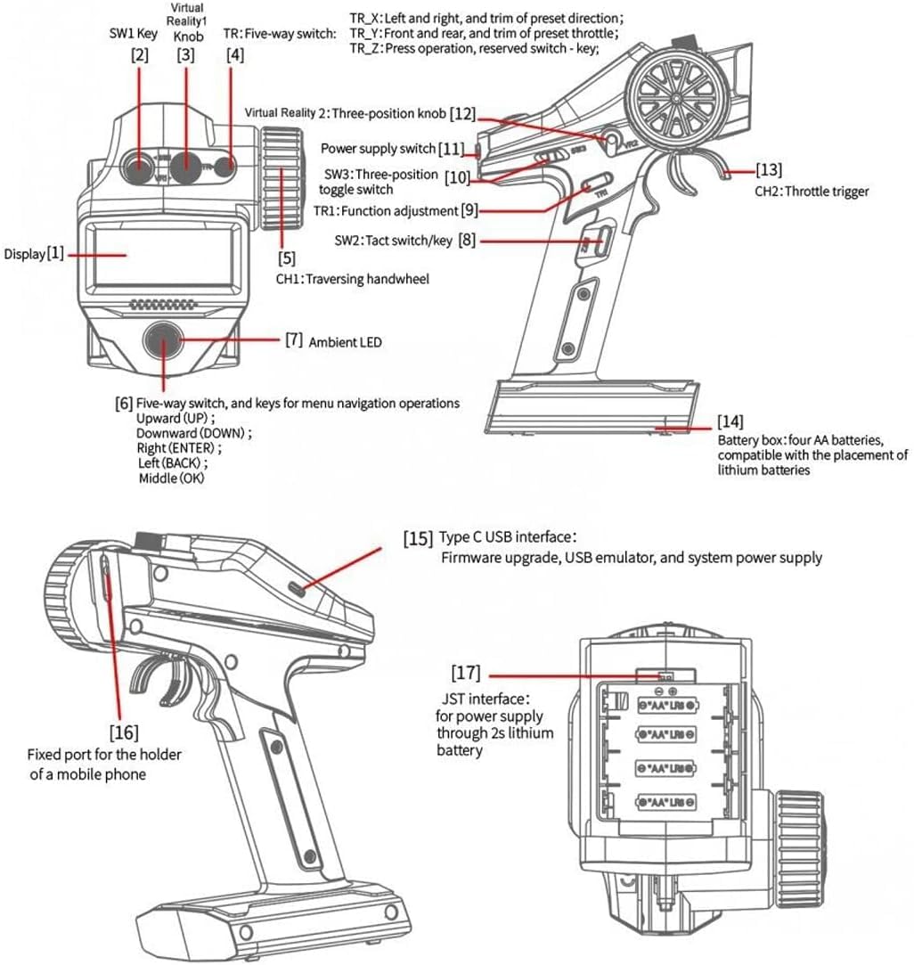 Alaohu FS-G7P 7 Channels RC Transmitter and Receiver FS-R7P Fly 2.4GHz Sky Surface Radio Controller System for RC Crawler, Buggy, Cars and Boats (Upgrade Sponge Steering Wheel)