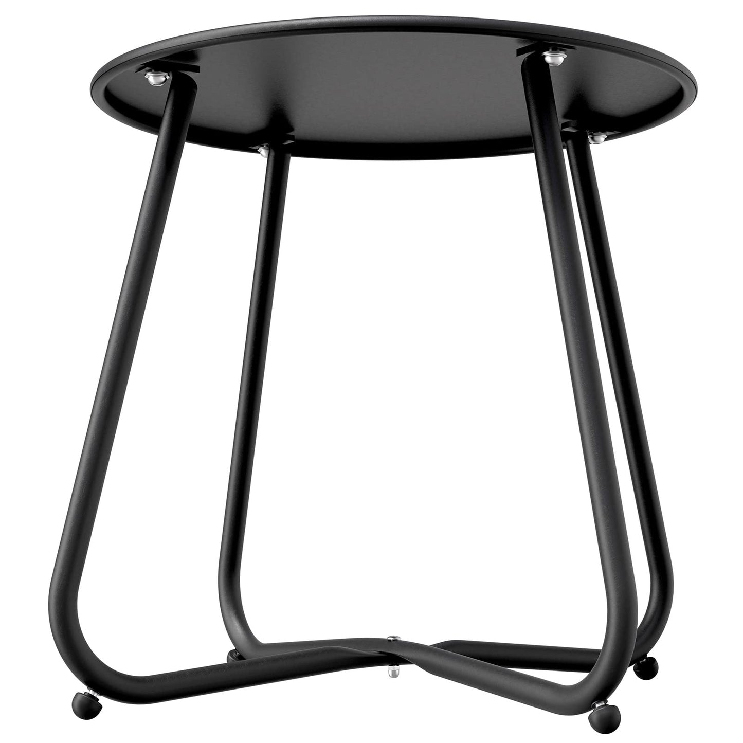 Grand patio Outdoor Side Table, 18-inch Small Round Side Table with Adjustable Feet, Elegant Patio Furniture for Balcony Porch Deck Poolside, Black