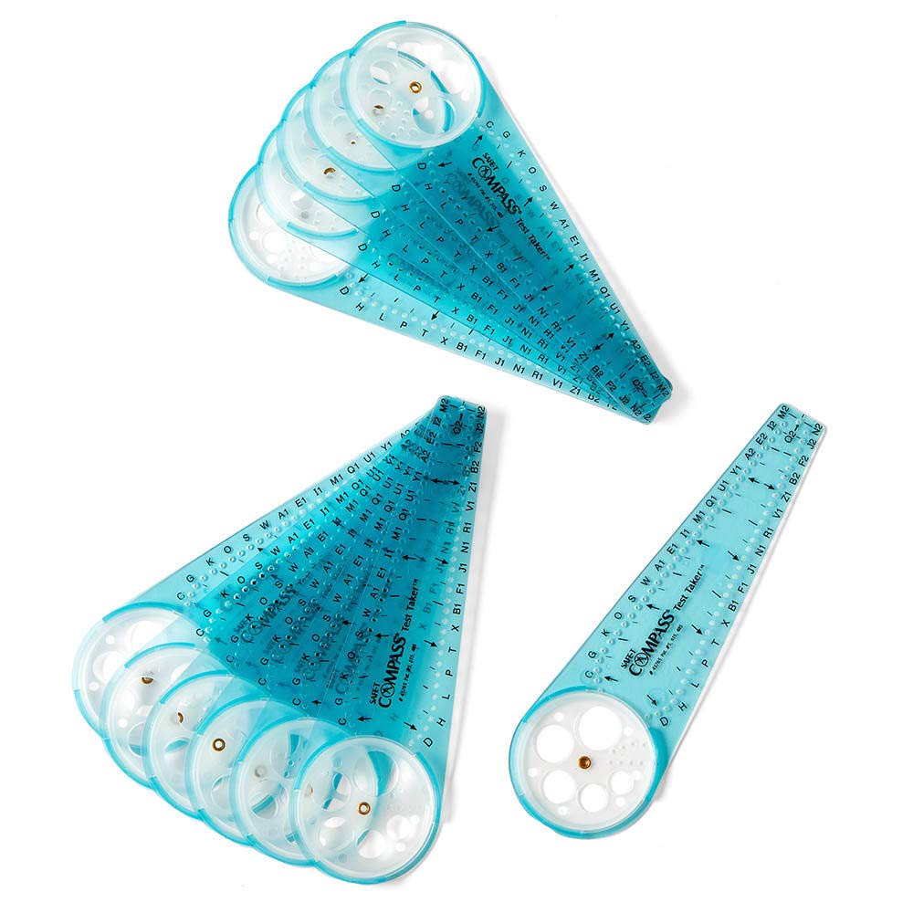 hand2mind Safe-T Compass for Kids Math, Test Taker Compass, 10 in. Diameter Blue Compasses, Safety Compass for Drawing, Safety Kids School Supplies, Homeschool Supplies (Set of 12)