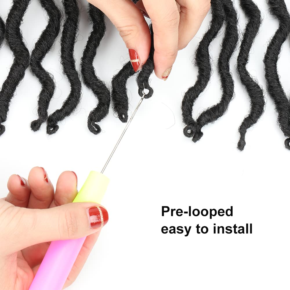 Eliza Wavy Gypsy Locs Ombre Crochet Hair 18" 8Packs/Lot Goddess Locs 100% Kanekalon Fiber Faux Locs African Roots Dreadlocs Synthetic Braiding Hair Extensions for Black Women(18",OM3T30/27)
