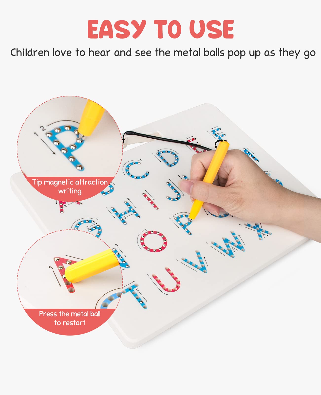 Gamenote Double Sided Magnetic Letter Board - 2 in 1 Alphabet Magnets Tracing Board for Toddlers ABC Letters Uppercase & Lowercase Practicing Learning Education Toys