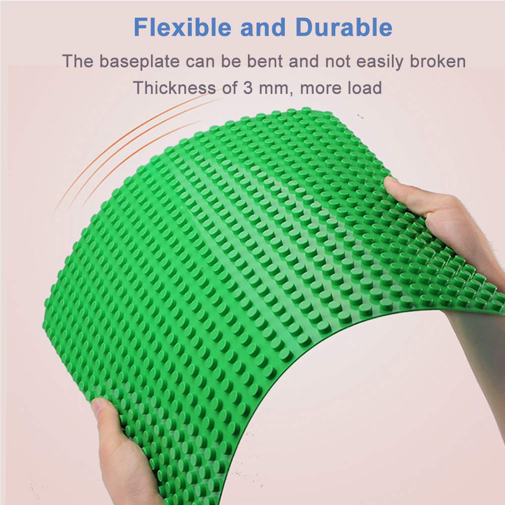 Lekebaby Classic Baseplates 12 Packs, 10" x 10" Building Base Plates for Kids Play Compatible with All Major Brands (Green,Grey and Blue)
