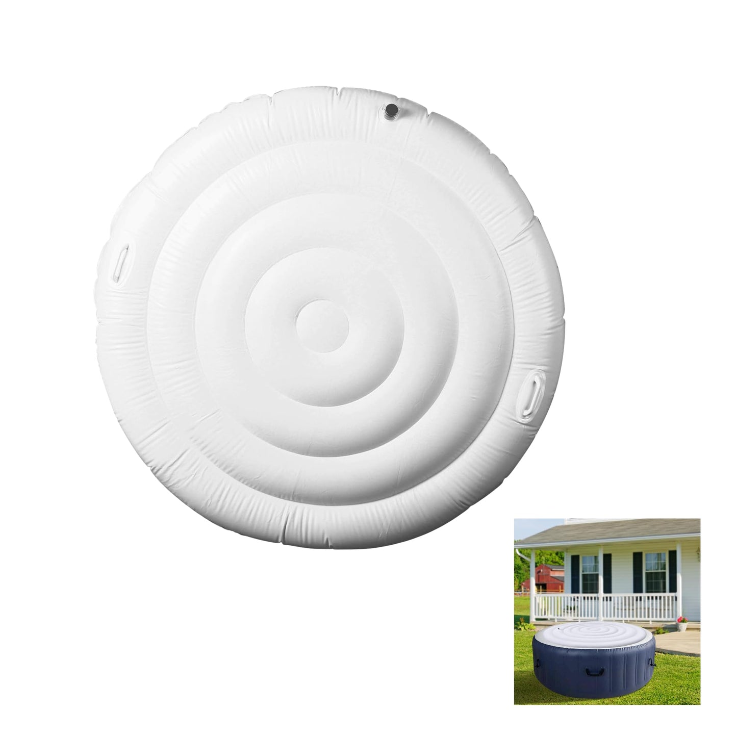 Gugxiom 4.5 Ft Inflatable Hot Tub Lid, Foldable Windproof Protector Cover, Energy-Saving, Dust-Proof, Hot Tub Inflatable Lid for All 4 Person Round