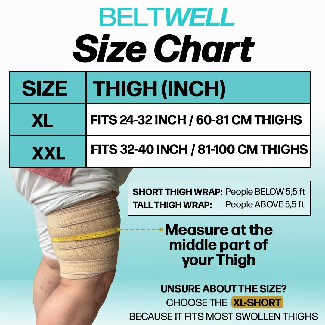 Beltwell® - The Adjustable Thigh Compression Wraps For Big Swollen Upper Legs (1 Wrap) (XXL-TALL)