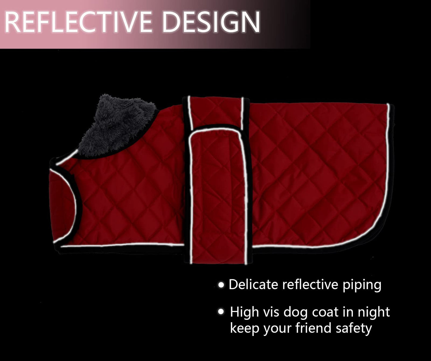 Geyecete Warm Thermal Quilted Dachshund Coat, Dog Winter Coat with Warm Fleece Lining, Outdoor Dog Apparel with Adjustable Bands for Medium, Large Dog-Red-XS
