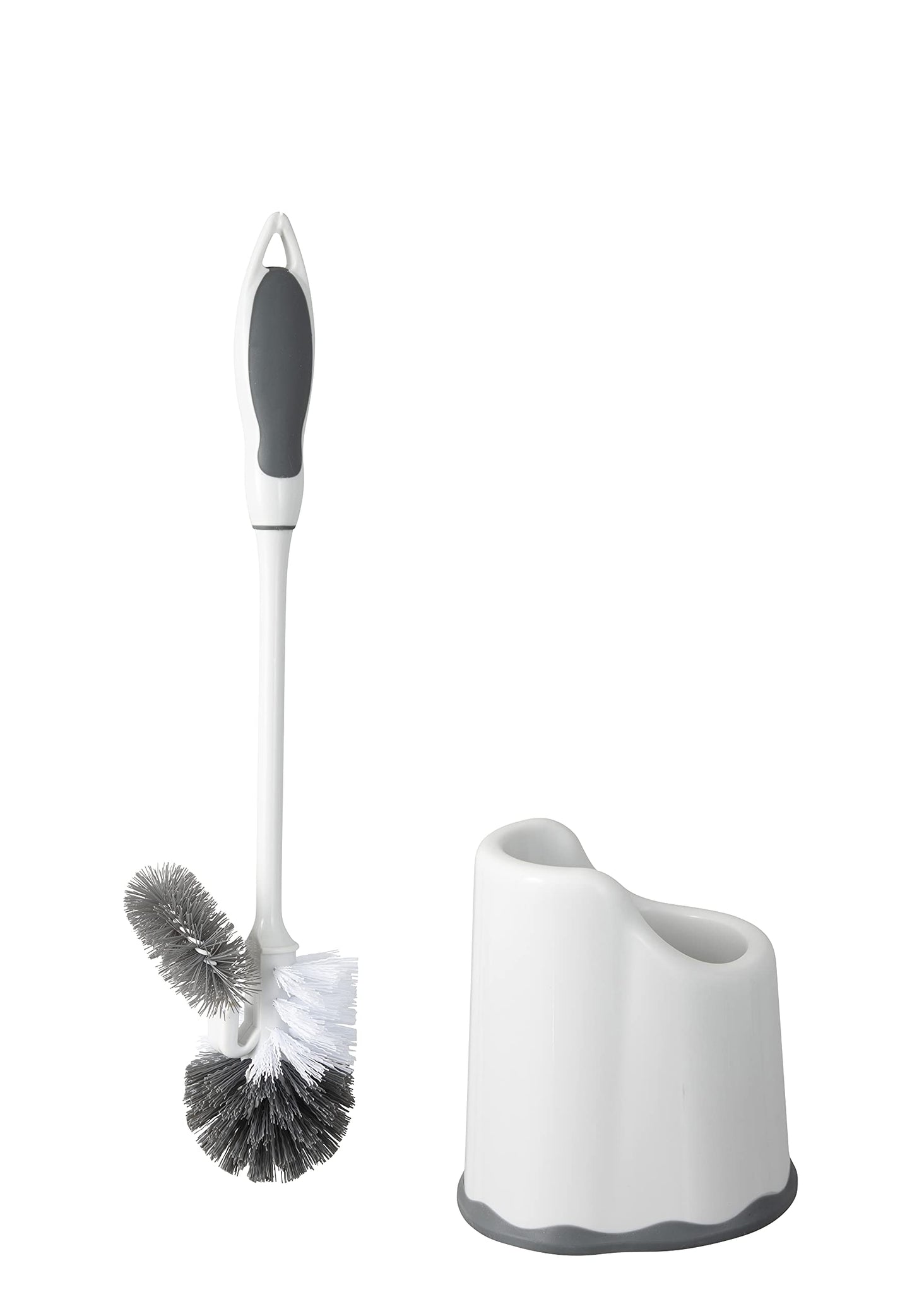 Superio Toilet Bowl Brush and Holder with Under Rim Cleaner for Bathroom, Toilet Brush and Caddy with Non Scratch Bristles and Under Rim Lip Brush