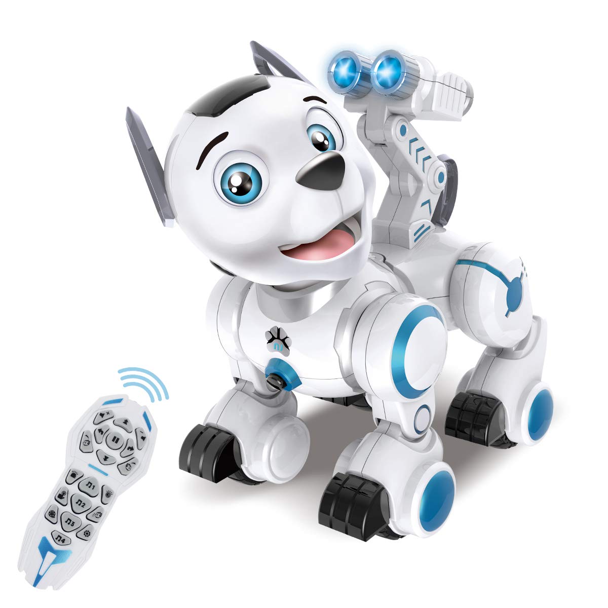 fisca Remote Control Robotic Dog RC Interactive Intelligent Smart Walking Dancing Programmable Robot Toys with Light and Sound for Kids Boys Girls