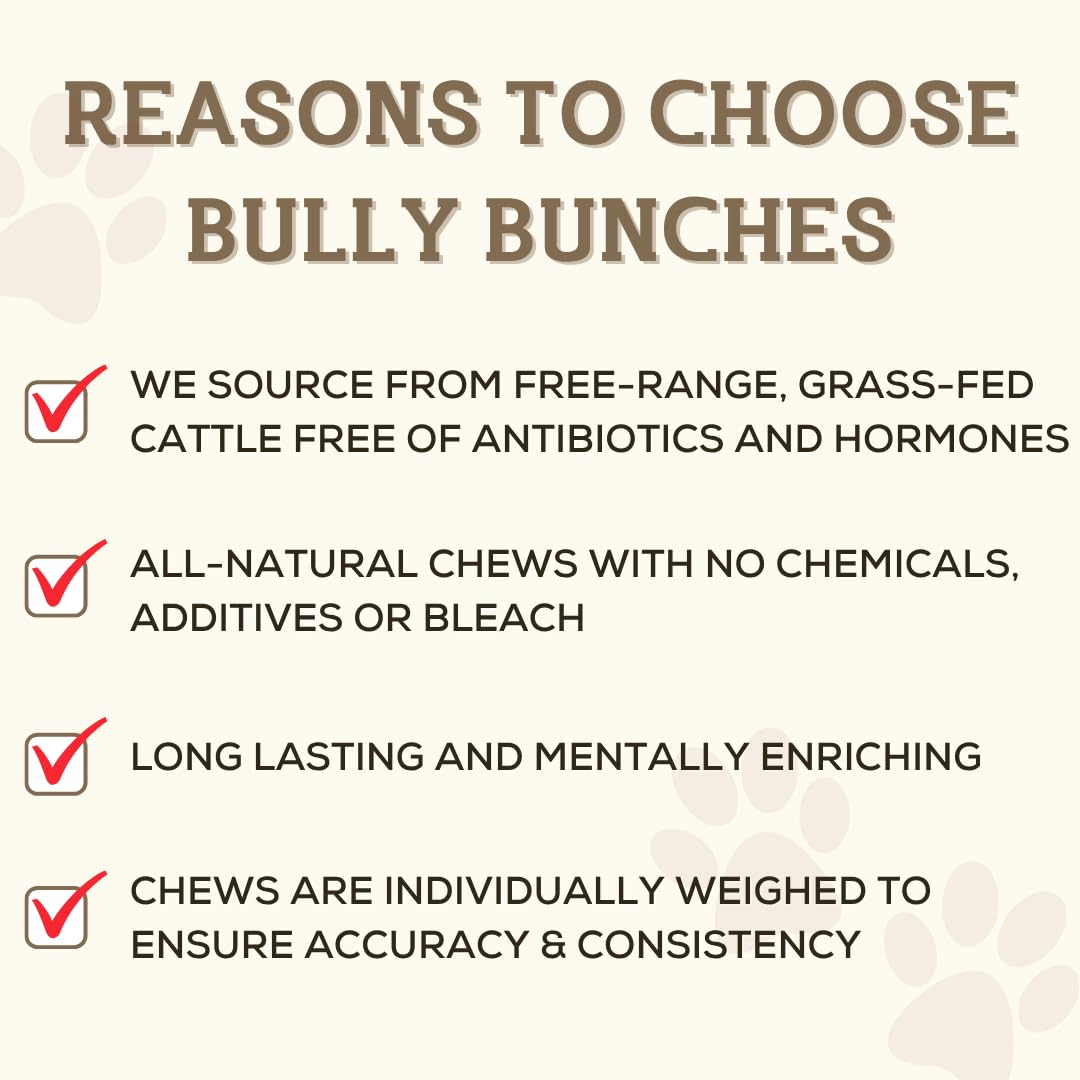 Bully Bunches Premium Beef Collagen Chews for Dogs – All-Natural, Long-Lasting Dental Treats, Protein-Rich, Grain-Free, Healthy Digestive Support for Dogs (12 Inch, 10 Pack)