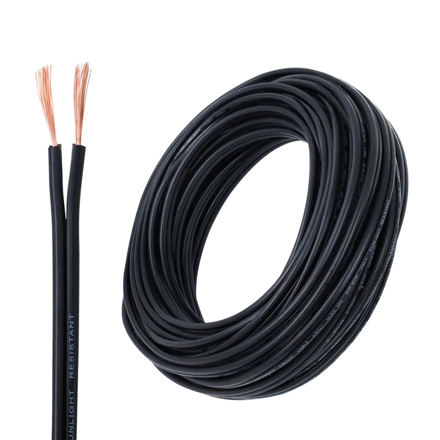 GREATIDE 14/2 Low Voltage Landscape Lighting Wire, Outdoor Direct Burial Cable, 14 Gauge 2 Conductor, 100 Feet