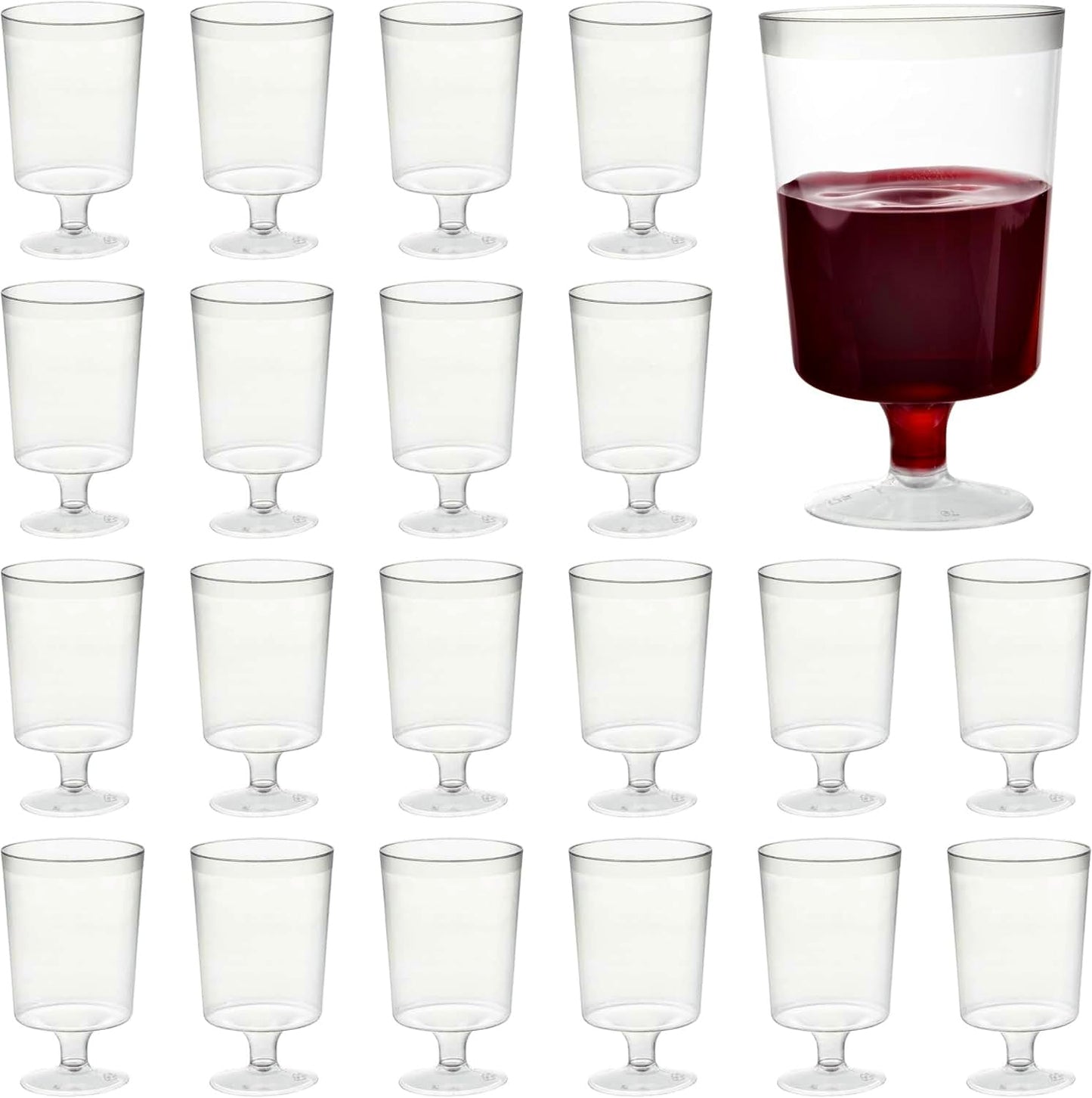MATANA 50 Clear Hard Plastic Wine Glasses for Weddings, Birthdays & Parties, 6oz - Elegant, Sturdy & Reusable