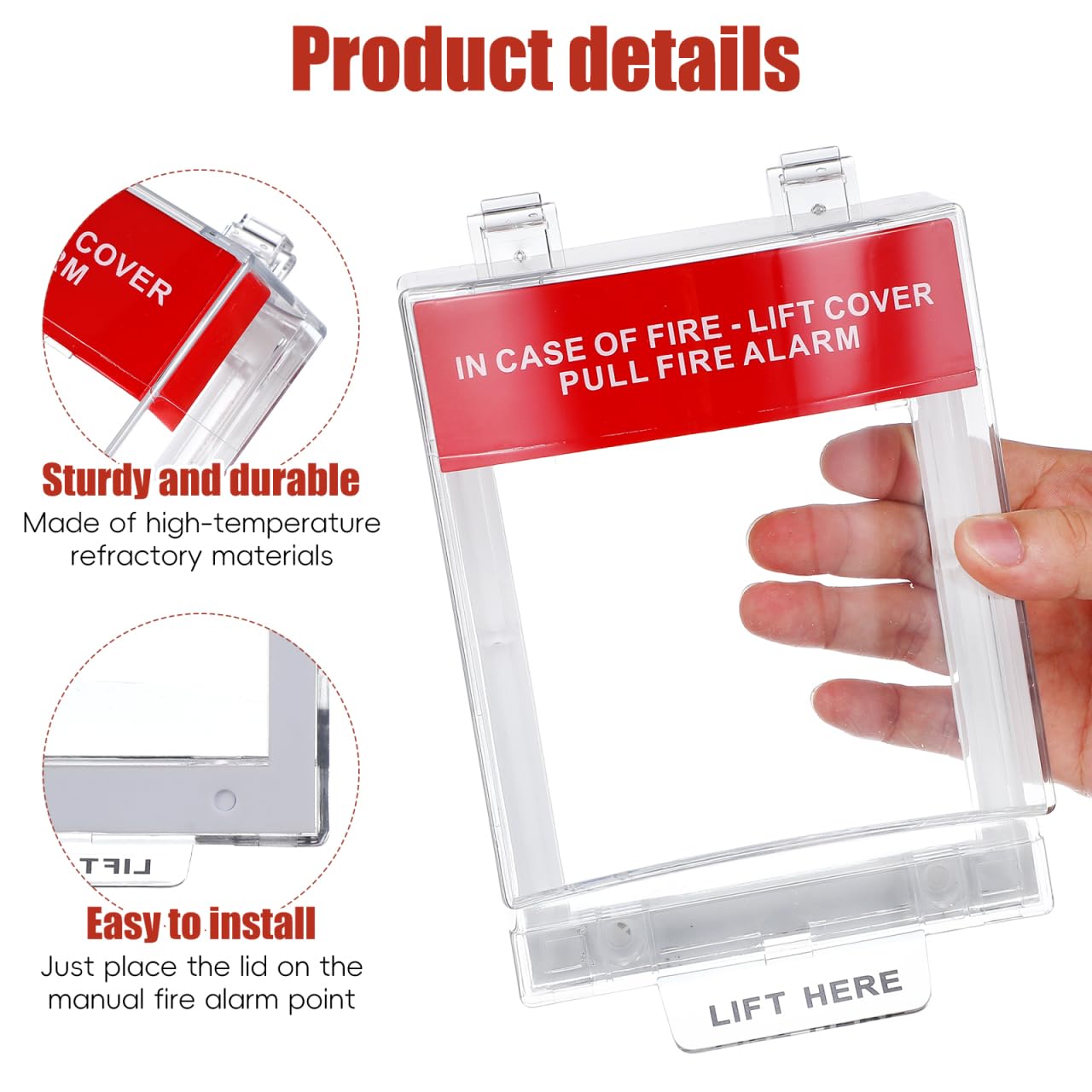 Homoyoyo Fire Alarm Cover Switch Protective Fire Alarm Pull Station Covers Pull Station Safety Switch Plastic Transparent for Fireproof Guard Easy Installation Dustproof and Waterproof for Home Use