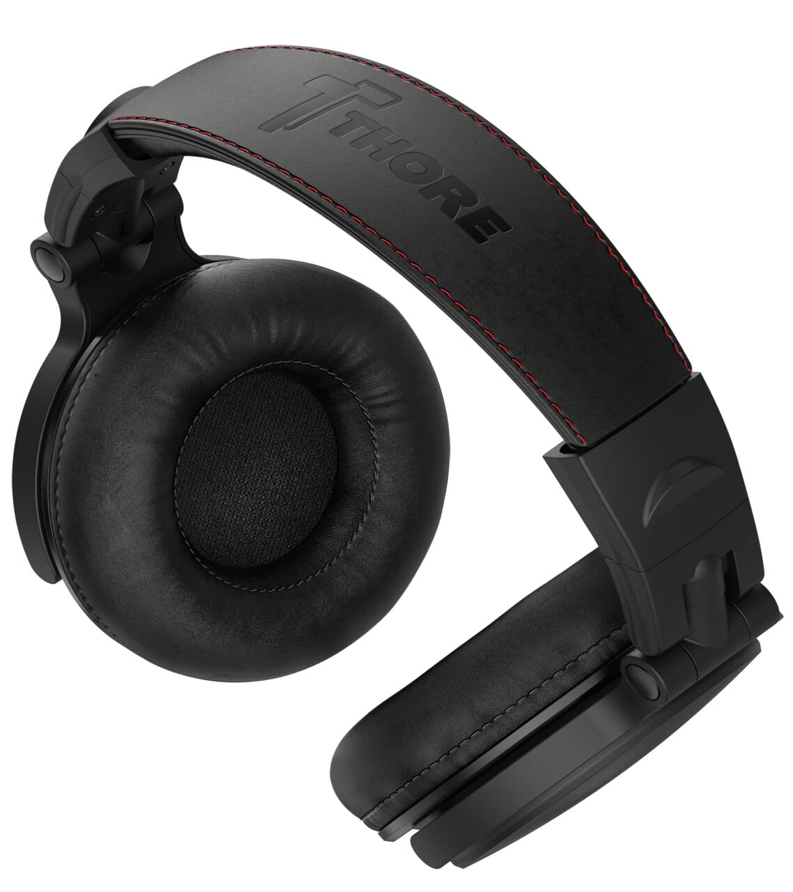 Thore Over Ear iPhone Headphones with Lightning Connector (Apple MFi Certified) - Closed Back Studio DJ Monitor Earphones (50mm Neodymium Drivers) (V200 Black/Red)