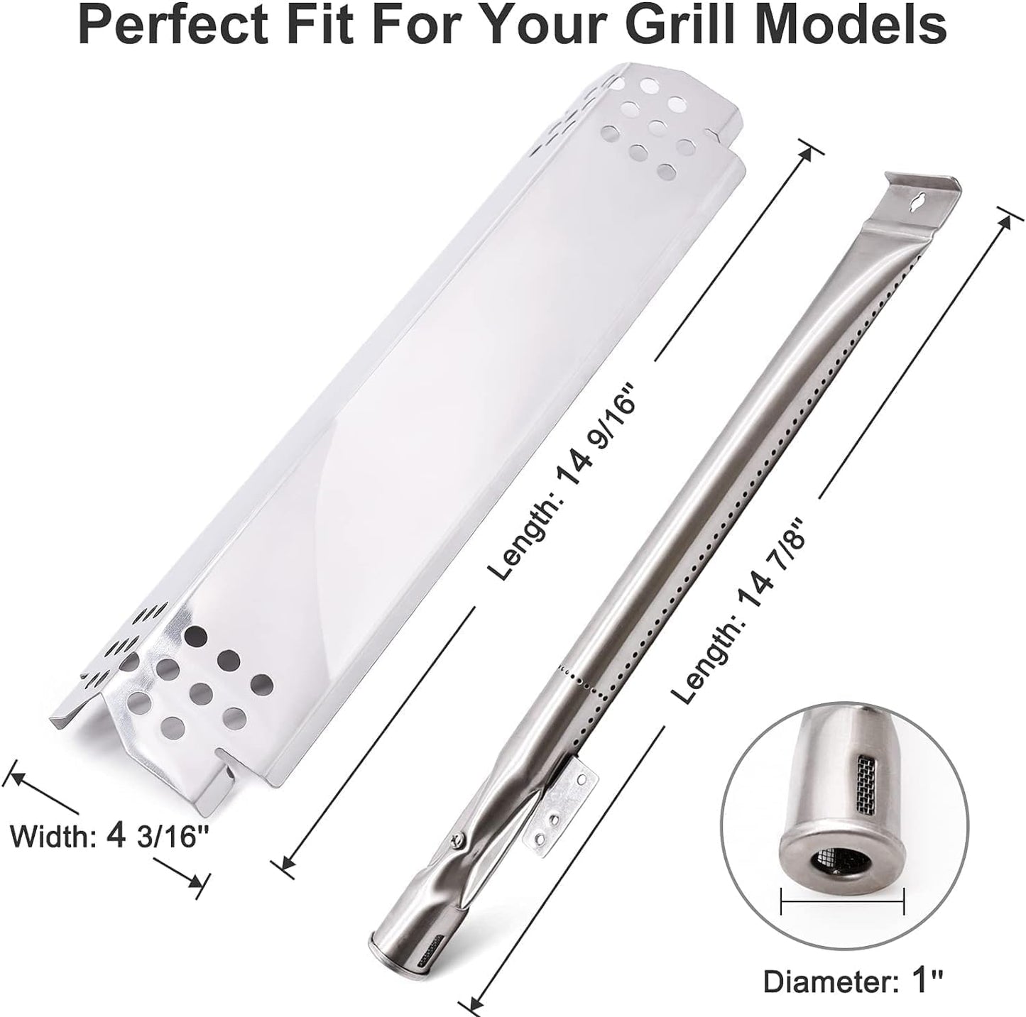 Criditpid Barbecue Replacement Parts for Nexgrill 6 Burner 720-0898 720-0898A, Nexgrill 720-0888 720-0888N, 720-0830H 720-0783E. Stainless Steel BBQ Heat Plates Shield, Burner Tubes & Igniters Kit.