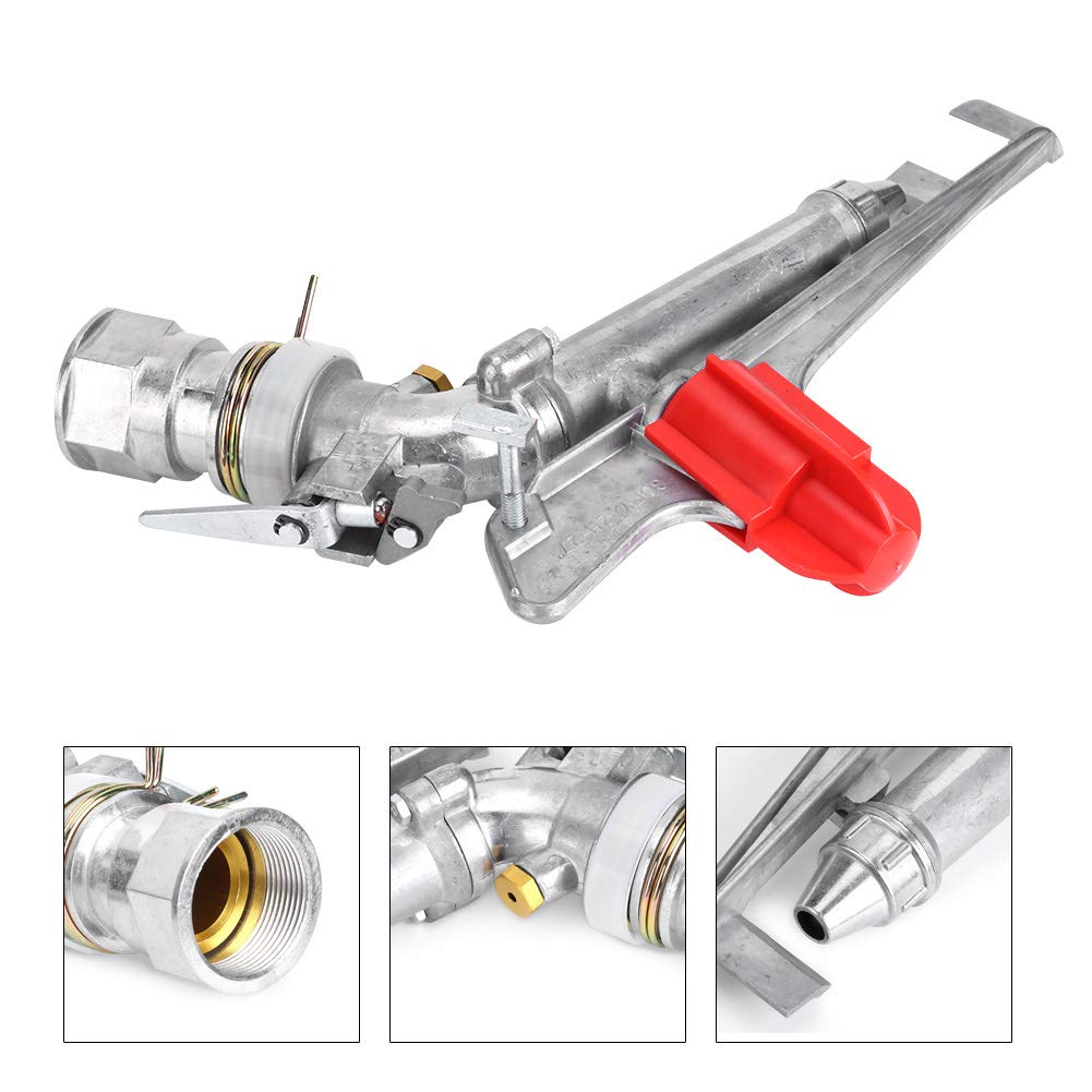 Water Sprinkler, 14.2 X 11 Inch Adjustable Zinc Alloy Irrigation Spray Gun Sprinkler, Large Area 1.5 Inch DN40 Female Thread Watering Sprinkler for Farms Orchards Gardens Forestry