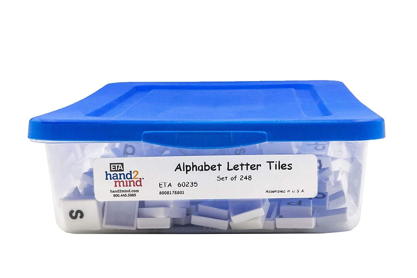 hand2mind Black and White Plastic Lowercase Alphabet Letter Tiles with Storage, Learn Alphabet Letters at Home, Word Work, Spelling, and Phonemic Awareness Home Activities, Homeschool Supplies
