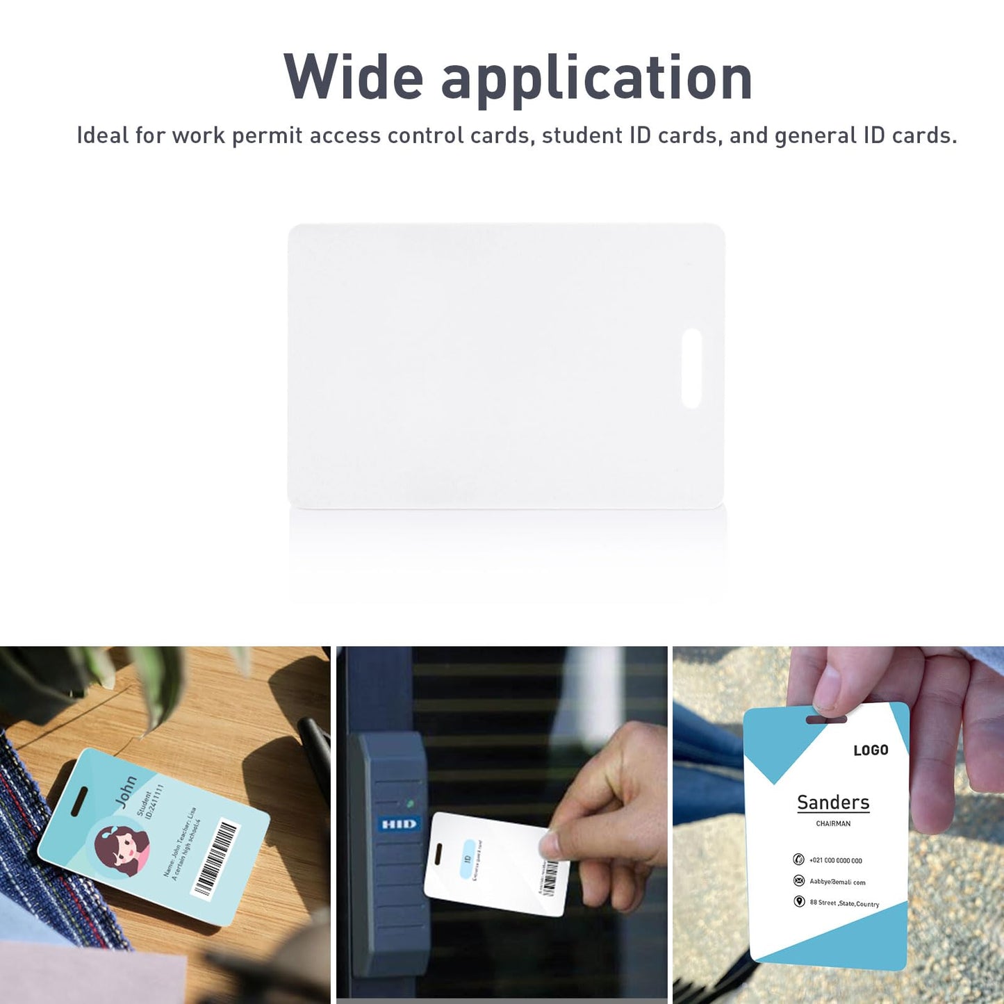 500 Pack-Premium Blank PVC Cards with Slot Punch on Short Side, Lumanious CR80 30Mil (CR8030) Vertical Slot Punch Blank Credit Cards for Business Office Photo ID Badge Printers
