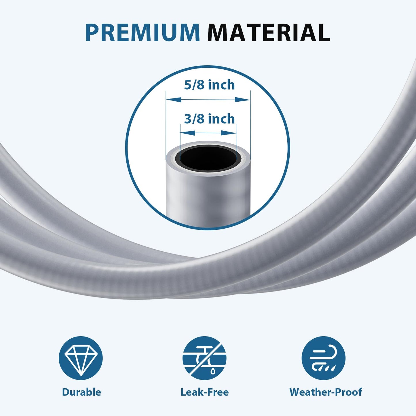 Rushare 36 FT 3/8" ID Natural Gas Hose with Quick Connect Fittings, Low Pressure LPG Hose for Weber, Char-Broil, Pizza Oven, Patio Heater and More
