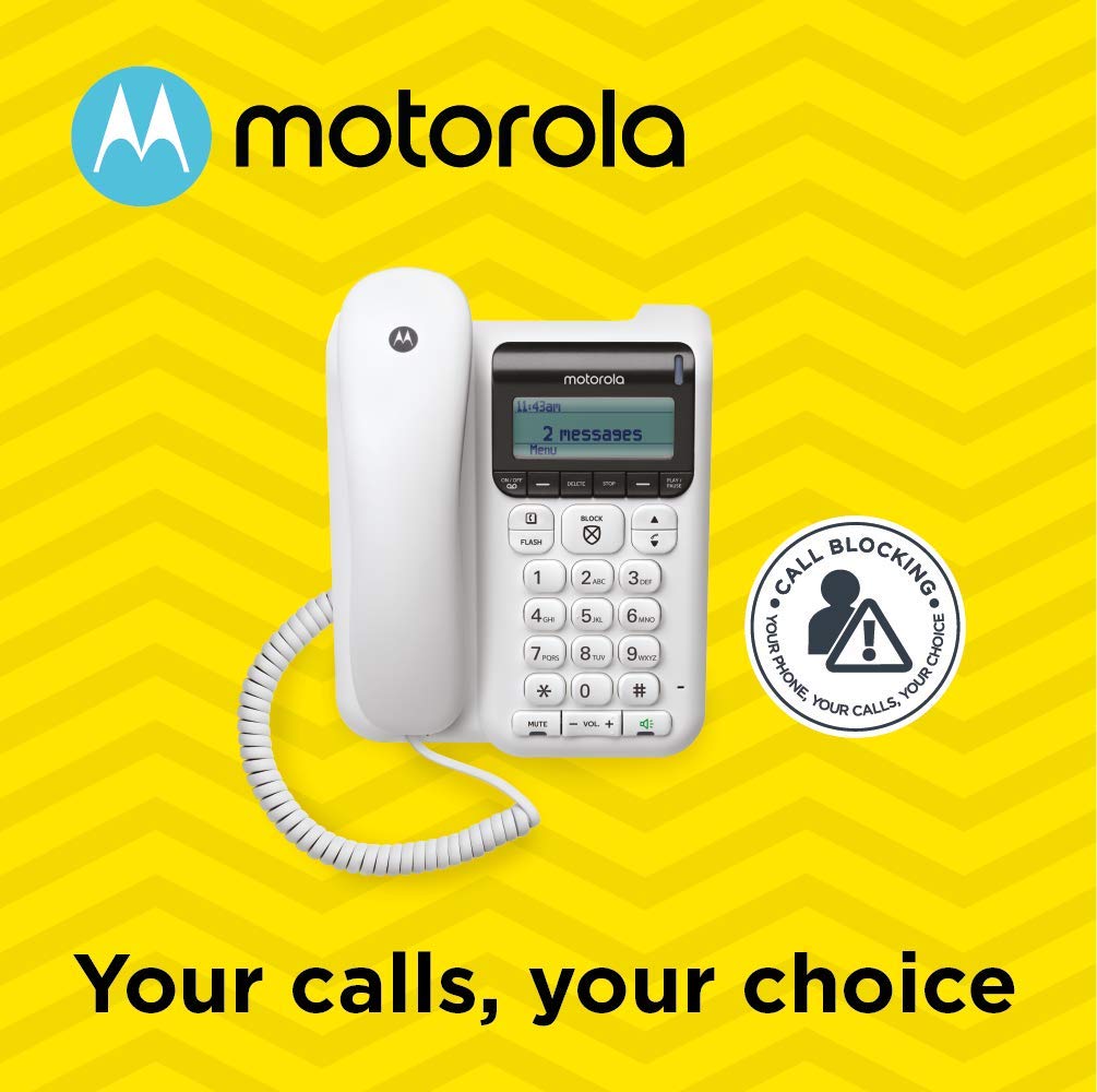Motorola CT610 Corded Telephone with Answering Machine and Advanced Call Blocking