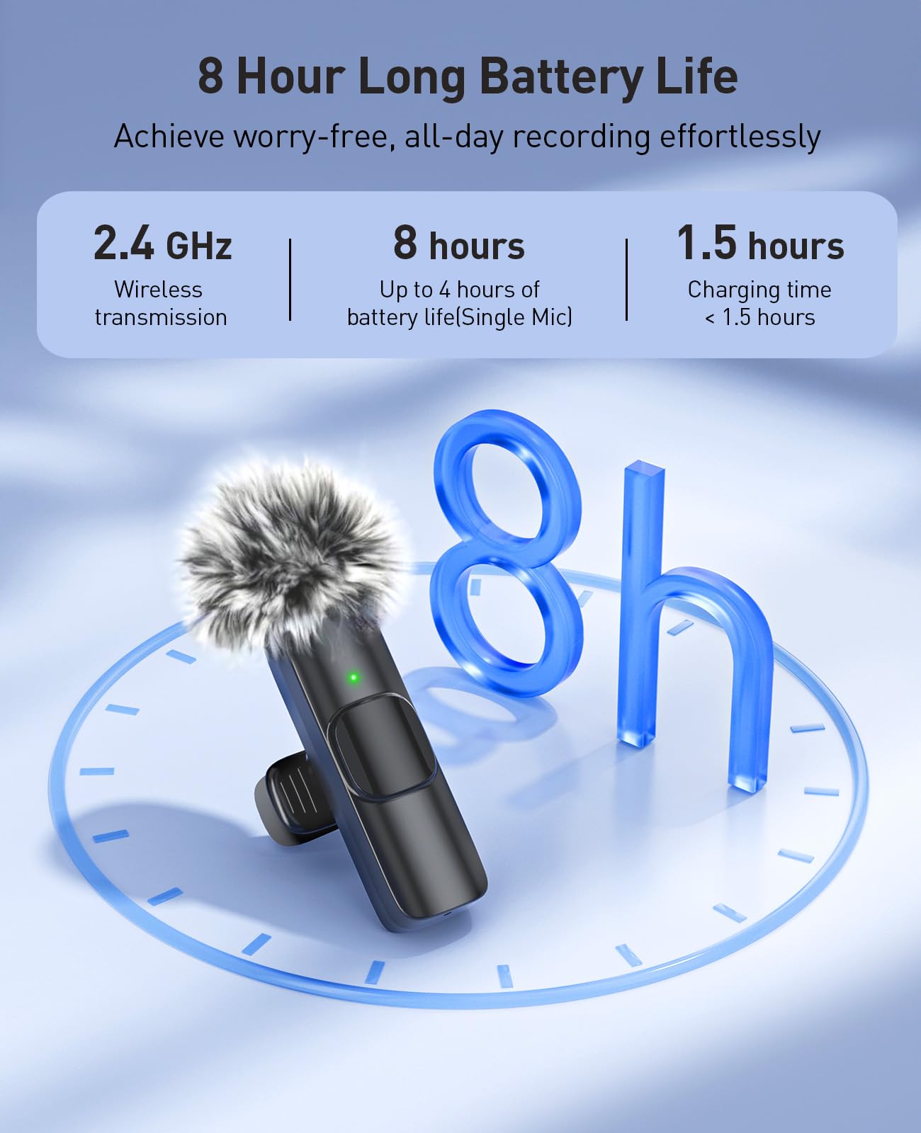 MENERESAS 3-in-1 Mini Microphone for iPhone: Wireless Lavalier Microphones for iOS/Android Devices/Camera - Noise Reduction Lapel Mic - Clip on Mic for Video Recording, Multifunctional