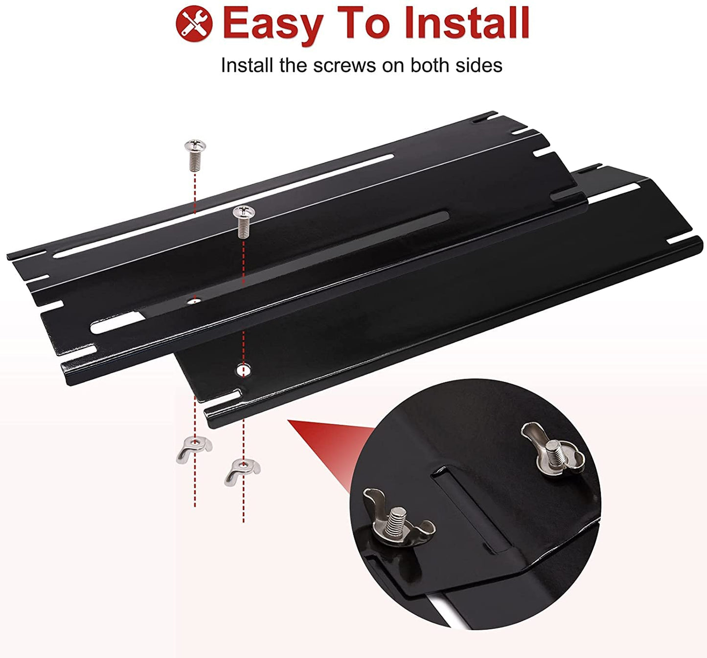 Universal Adjustable Grill Heat Plates/BBQHeat Tents/Burner Covers/Heat Deflectors/BBQ Grill Heat Shields/Grill Cover Plates for Gas Grill, Porcelain Steel Gas Barbecue Grill Replacement Parts, 4-Pack