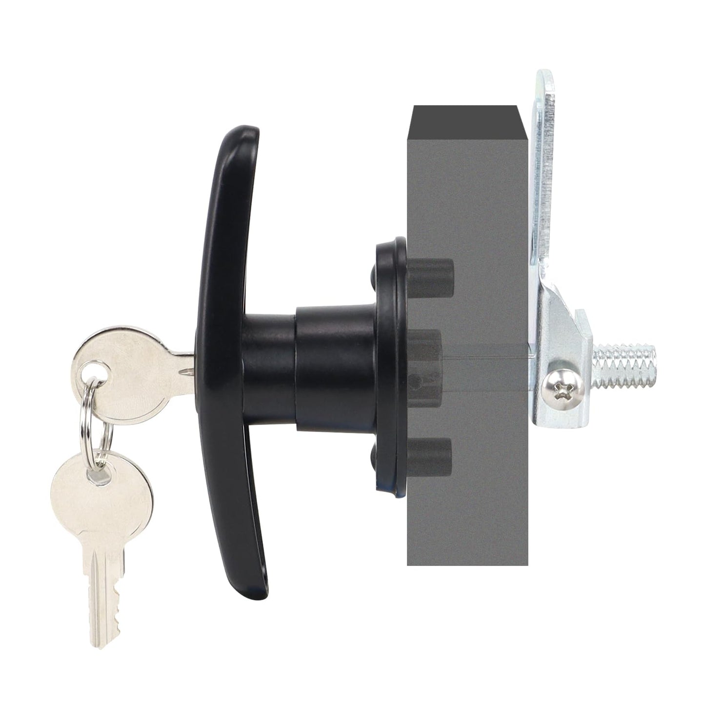 QZATTCAEN Matching Set T-Handles Lock, Truck Cap Topper Camper Shell Locking T-Handle, Keyed Alike Black T-Handle Lock kit for Truck Garage Door (Left&Right)