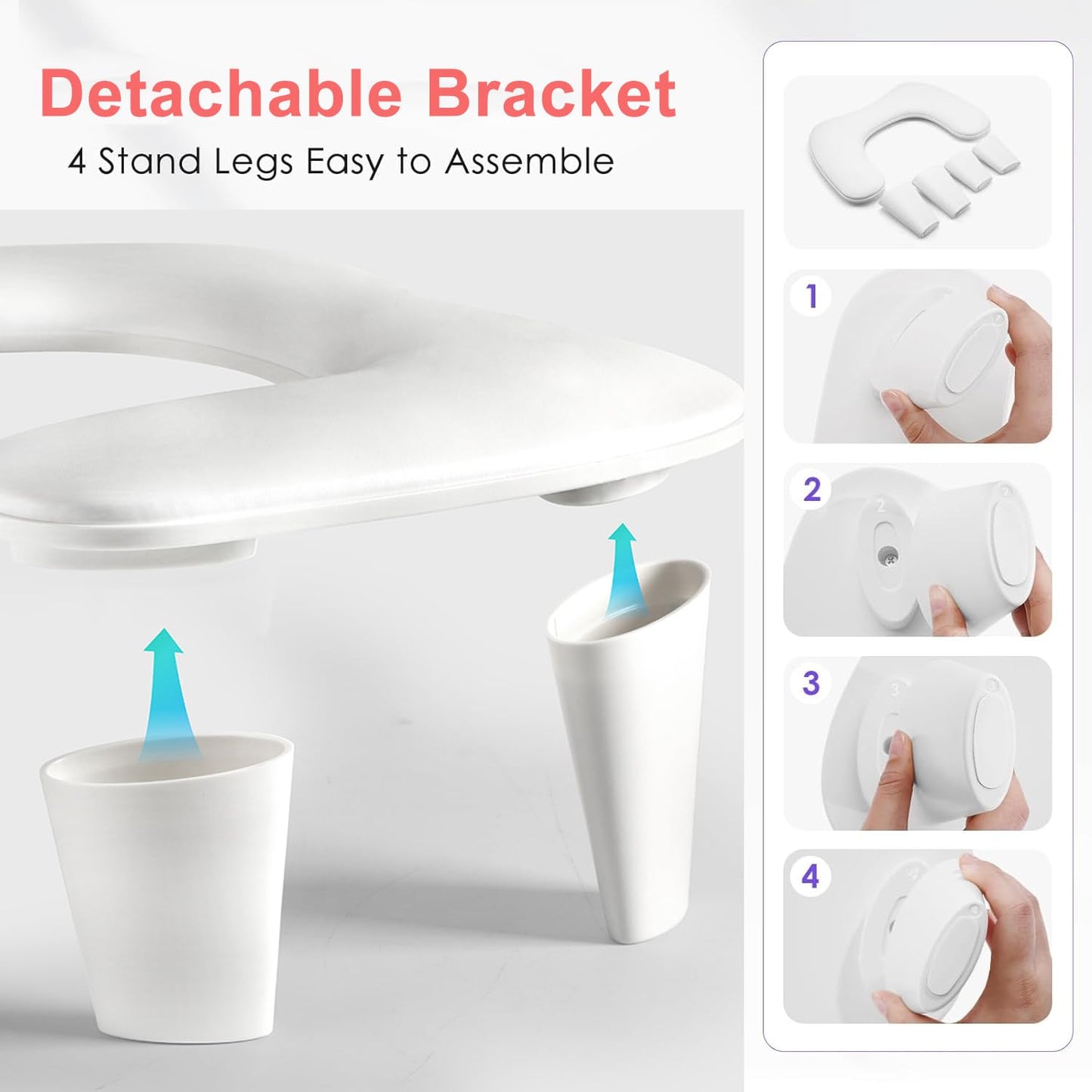 MUSILAN Nail Arm Rest for Nails Tech, White U Shaped - Comfortable Manicure Nail Hand Rest Pillow Cushion, PU Leather Nail Armrest Stand for Acrylic Nail Art Tech, Quick Installation Nail Arm Rest