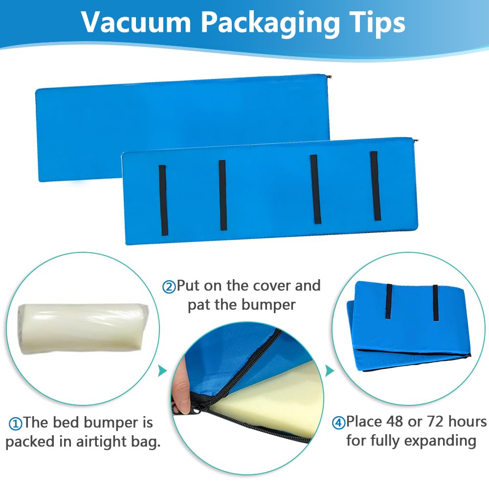 Bed Rail Padding Hospital Pads for Elderly Adults Bedside Rails Seniors Safety Railings Cushion Medical Assist Bumper Covers 48''x 15''x 0.8''(1 Pair)