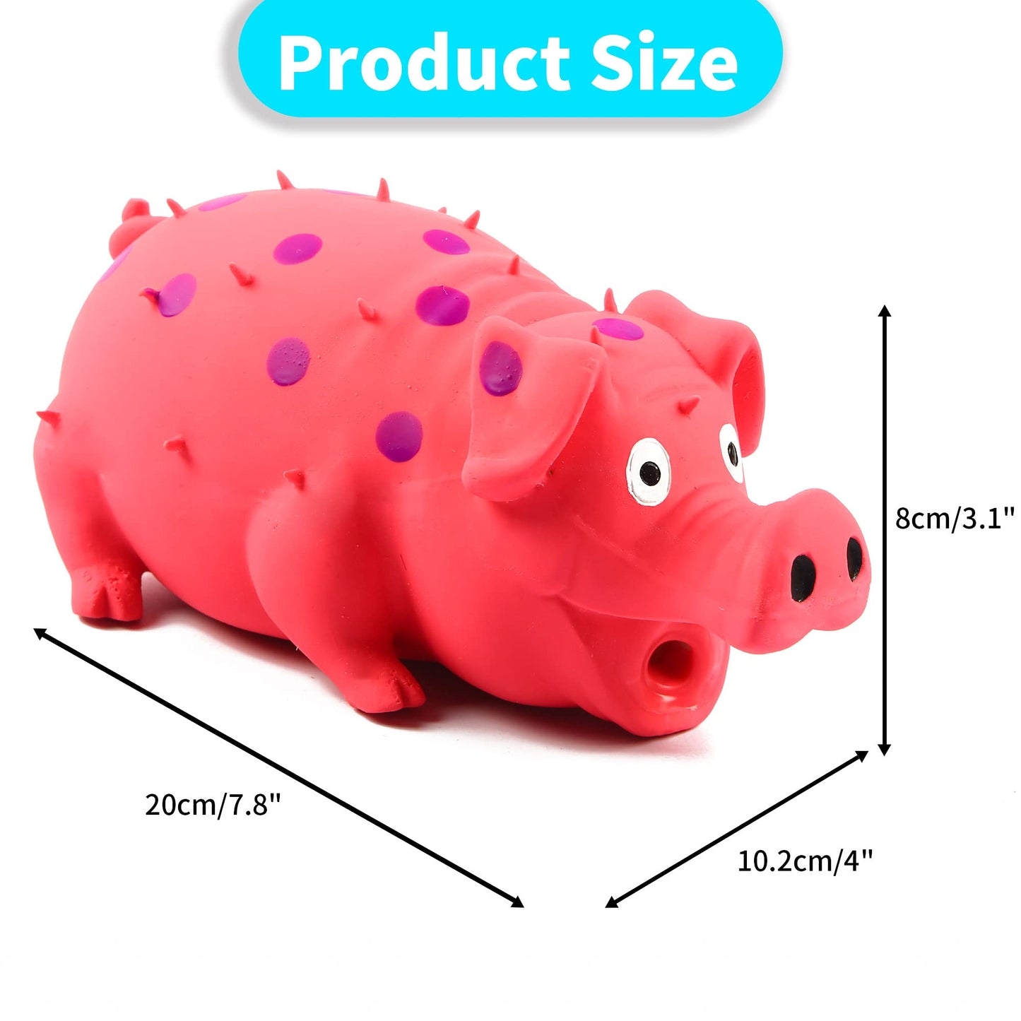 3-Pack Squeaky Pig Dog Toys - Durable Rubber Chew Toys with Oinking & Grunting Sounds for Small, Medium & Large Dogs - Interactive Latex Puppy Toy Set