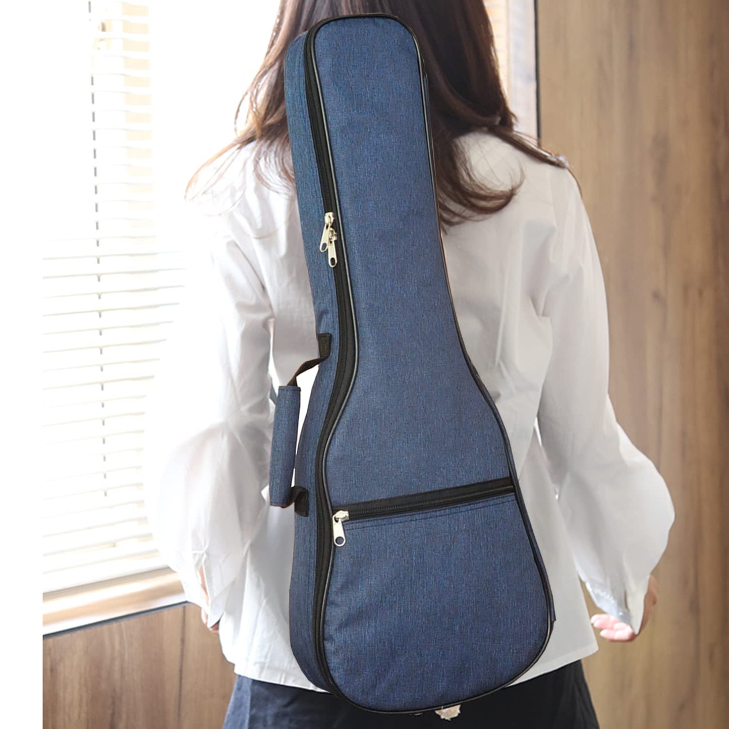Farcaya Ukulele Case Bag Baritone 30 inches Soft Adjustable Dual Shoulder Straps Backpack Case with 0.39 inch Thick Sponge Padding Protective Waterproof Nylon (Blue)