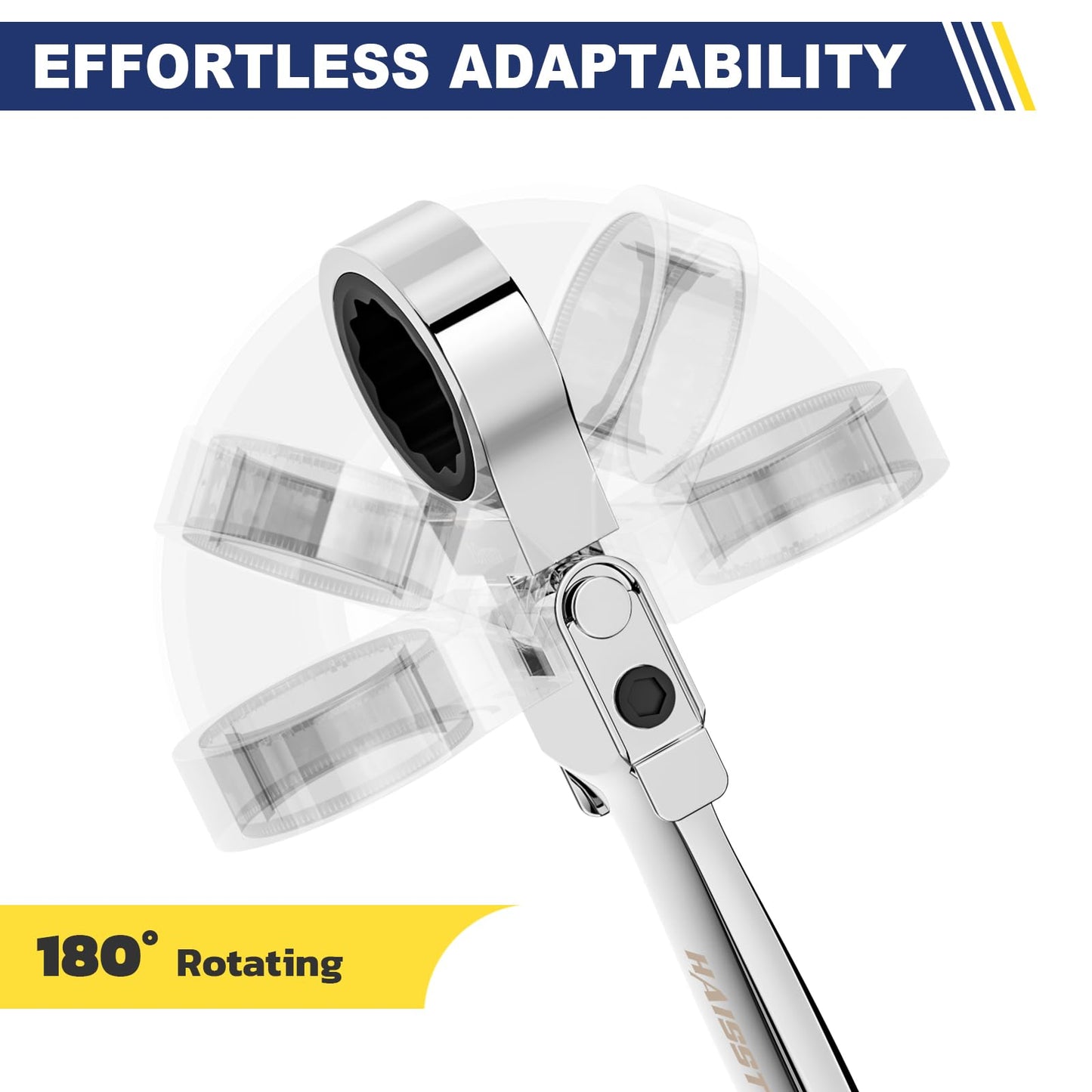 haisstronica 13pcs Flex-Head Ratcheting Combination Wrench Set with 3/8 in Adapter, SAE 1/4-3/4 inch Ratchet Wrench Tool for Auto, Tools for Men Gift
