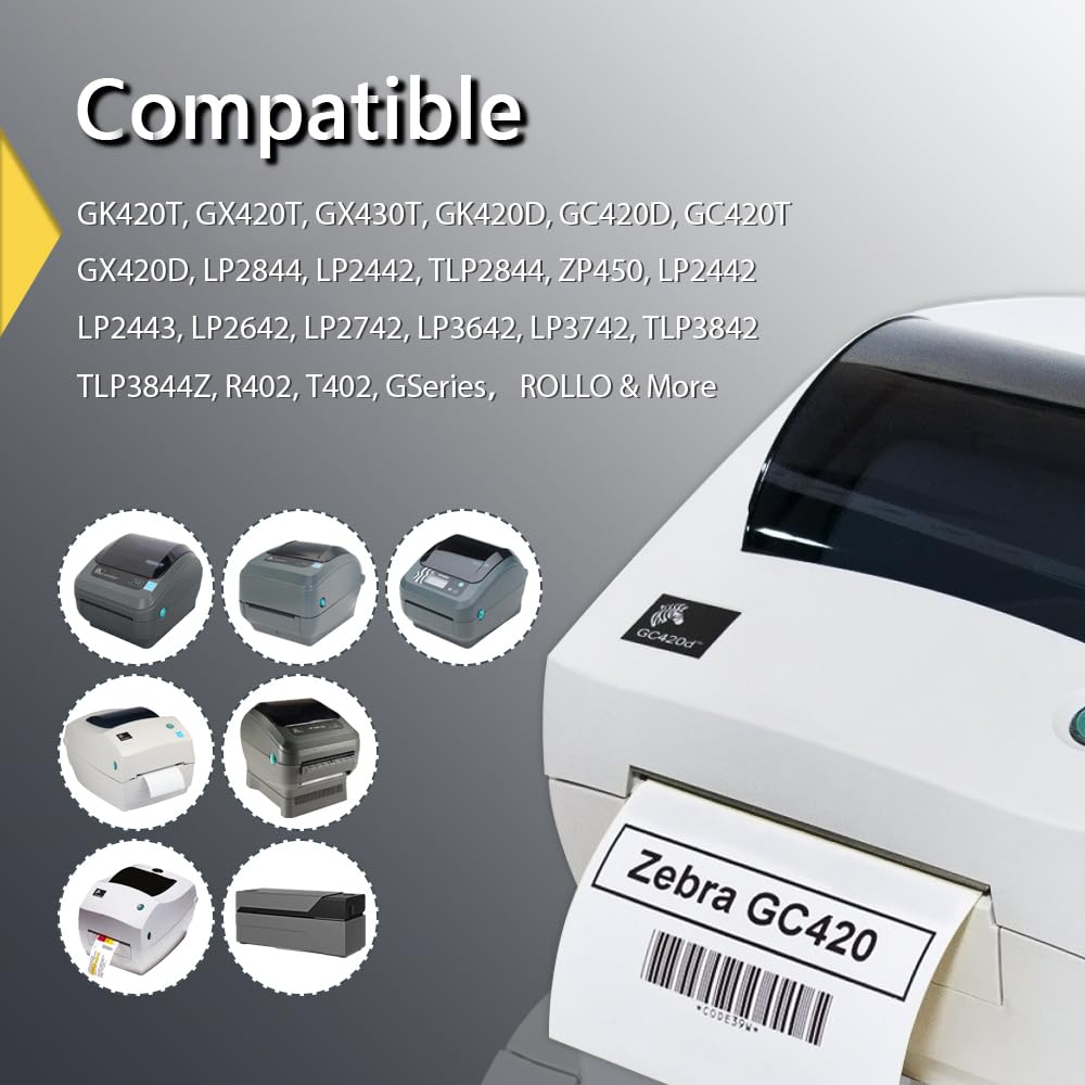 BETCKEY - 4" x 6.5" (102 mm x 165 mm) Large Shipping Labels & Multipurpose Compatible with Zebra & Rollo Label Printer,Premium Adhesive & Perforated [6 Rolls, 1500 Labels]
